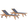 Voir la diapositive 1 : VIDAXL Chaises longues pliables et roulettes lot de 2 Teck textilene