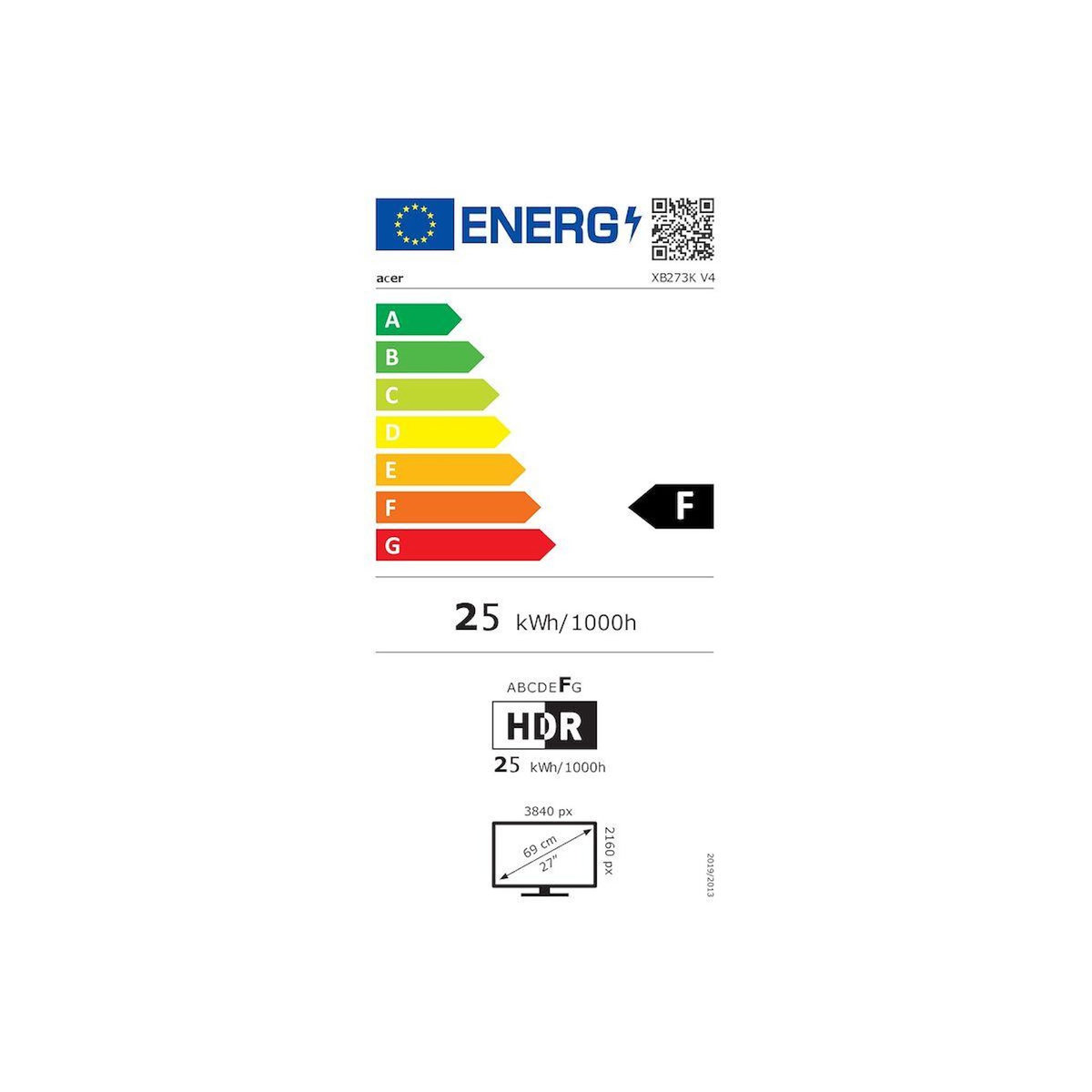 ACER Ecran PC Gamer Predator XB273KV4bmiiprx 27'' IPS 4K