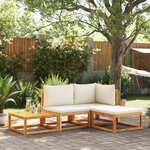VIDAXL Salon de jardin avec coussins 4 pcs bois d'acacia massif