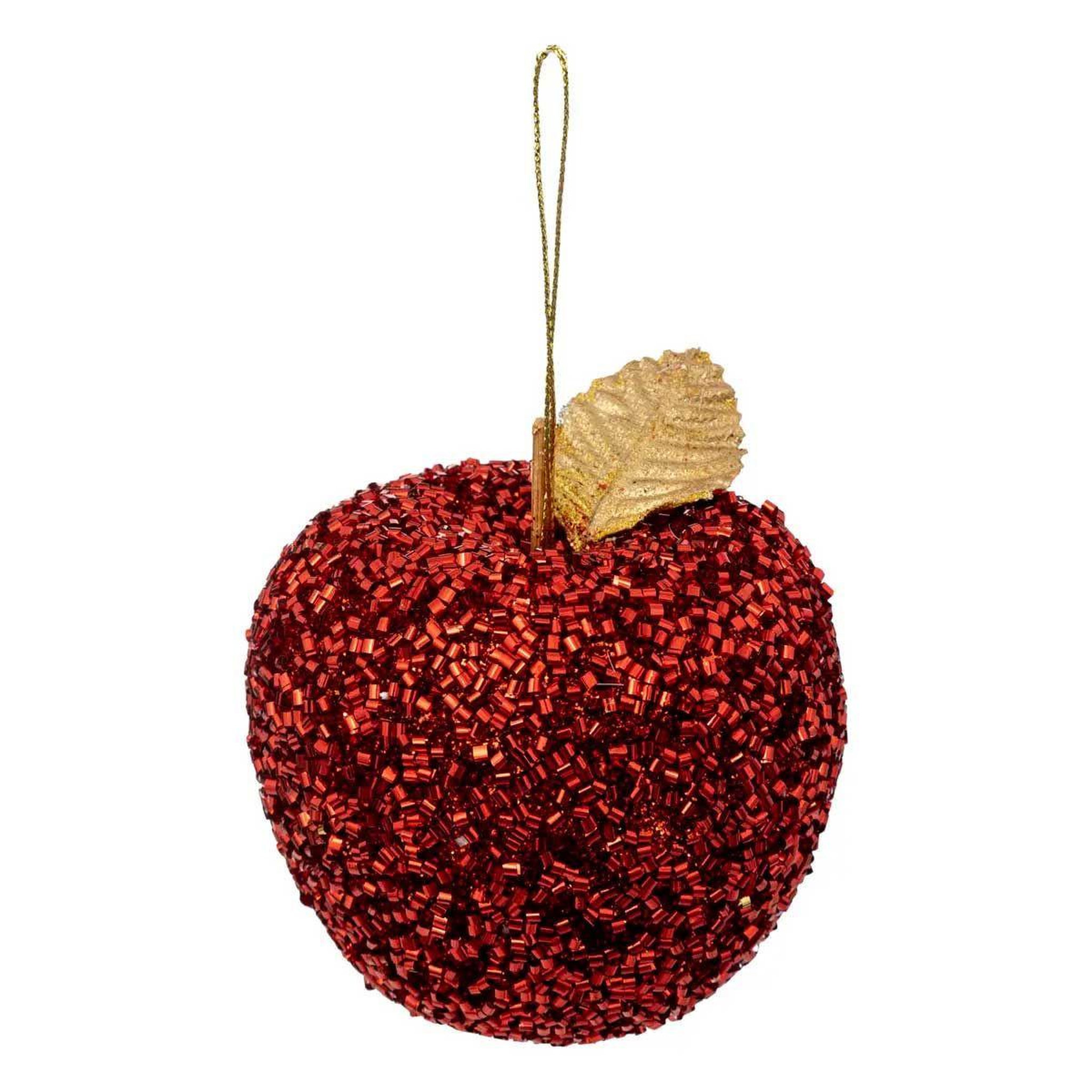 ATMOSPHERA Sujet de noël avec perles  pomme  9cm rouge