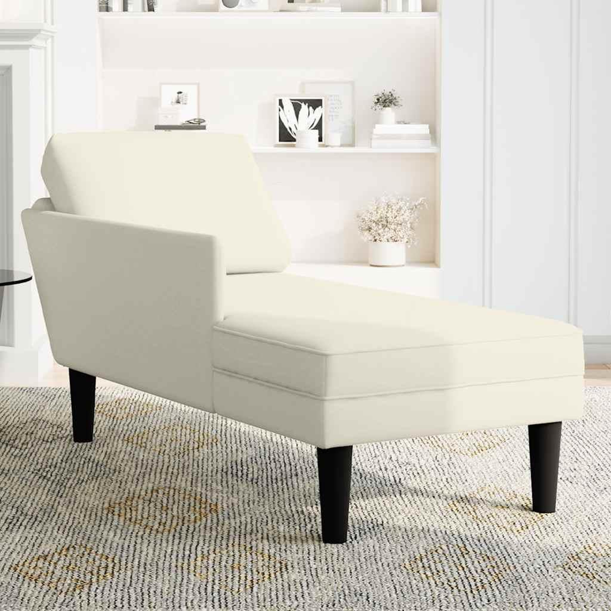 Voir la diapositive 3 : VIDAXL Fauteuil long avec coussin et accoudoir droit creme velours