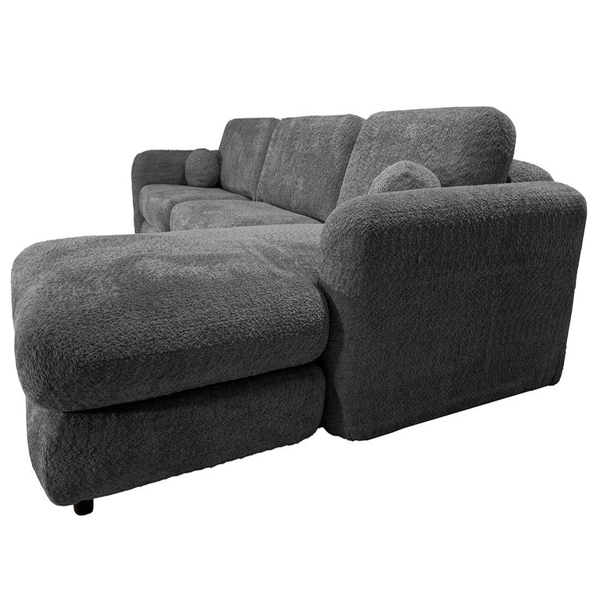 Voir la diapositive 3 : BEST MOBILIER Rachel - canapé d'angle droit 4 places en tissu bouclette