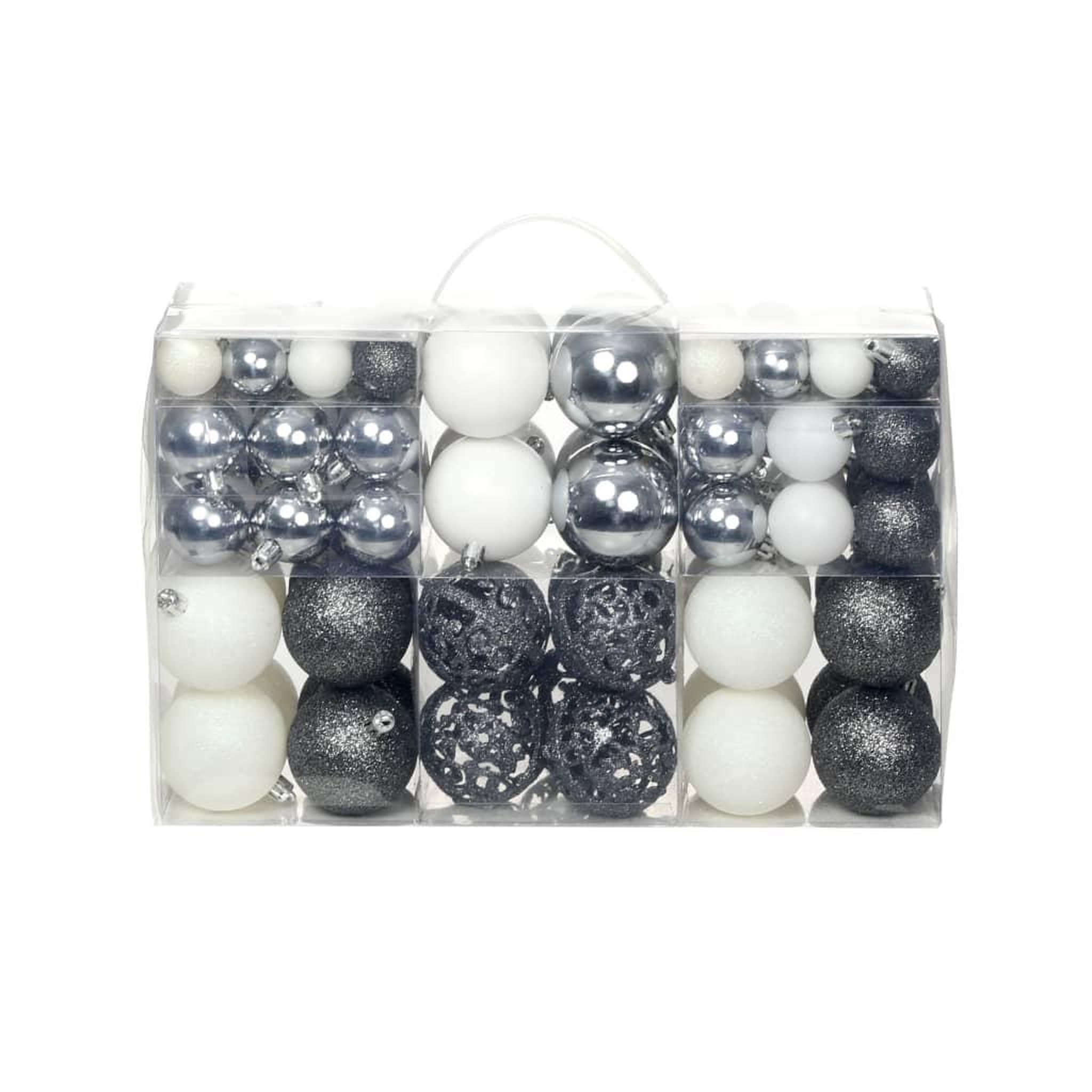 Voir la diapositive 1 : VIDAXL Ensemble de boules de Noël 100 pcs 3/4/6 cm Blanc/Gris
