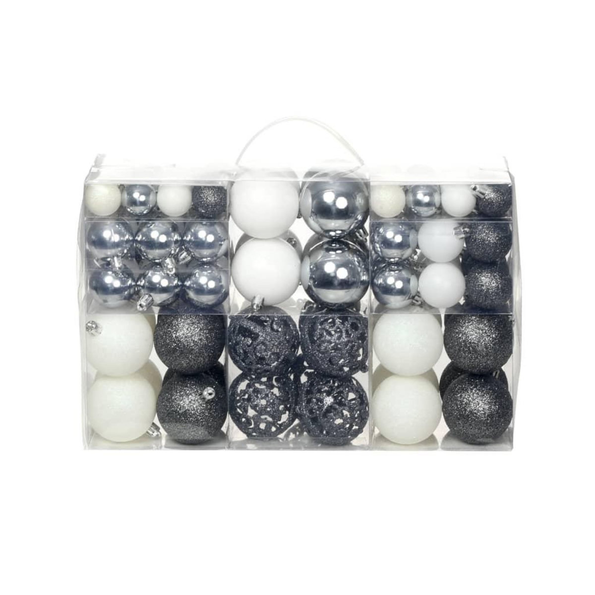 VIDAXL Ensemble de boules de Noël 100 pcs 3/4/6 cm Blanc/Gris