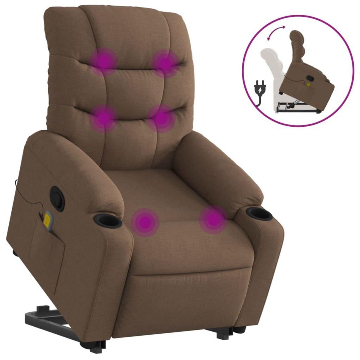 VIDAXL Fauteuil de massage inclinable Marron Tissu