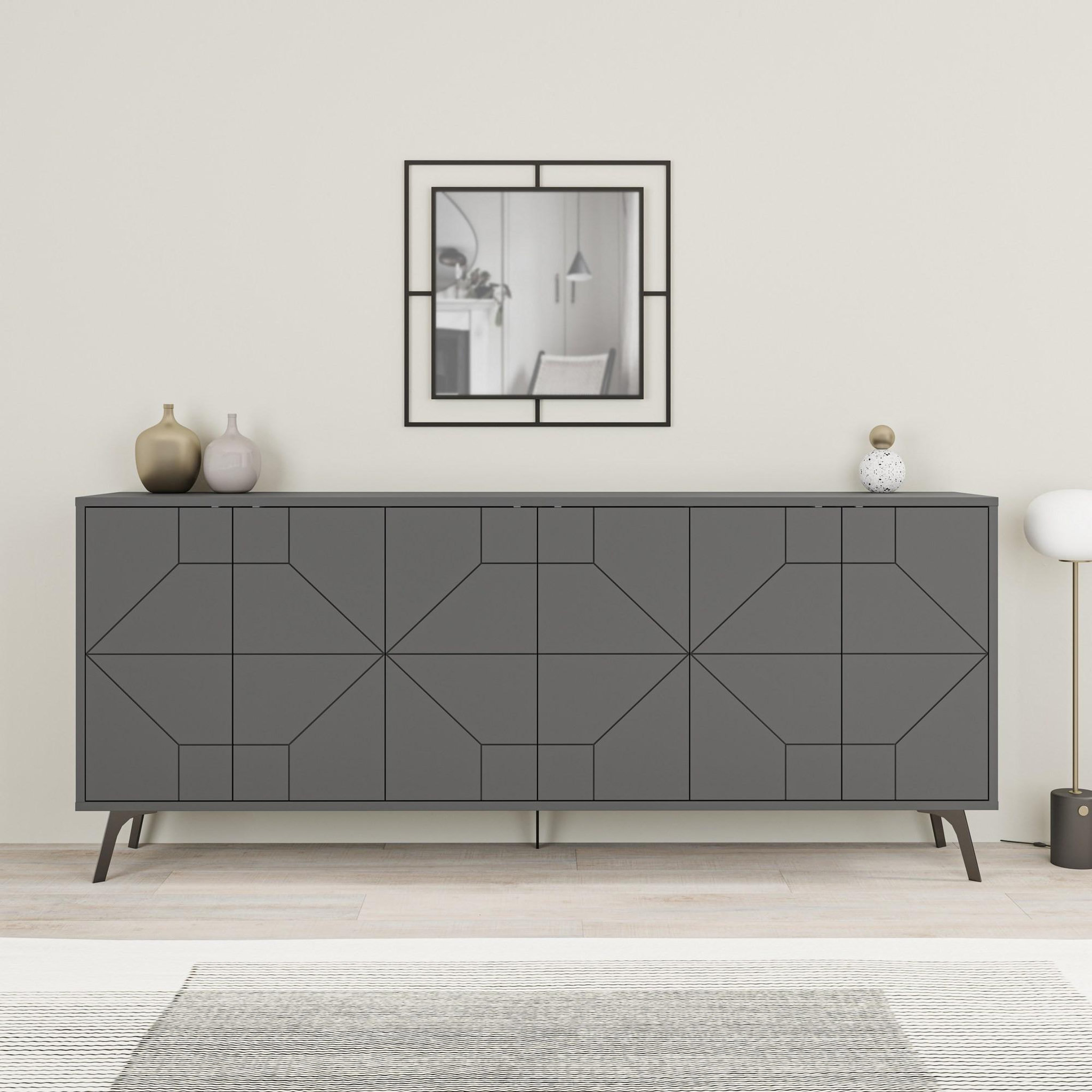 Voir la diapositive 4 : Habitat et Jardin Buffet en bois  dune  - 183 x 35 x 77 cm - anthracite