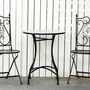 Voir la diapositive 2 : OUTSUNNY Table ronde style fer forgé bistro plateau mosaïque motif rose des vents métal époxy anticorrosion noir céramique