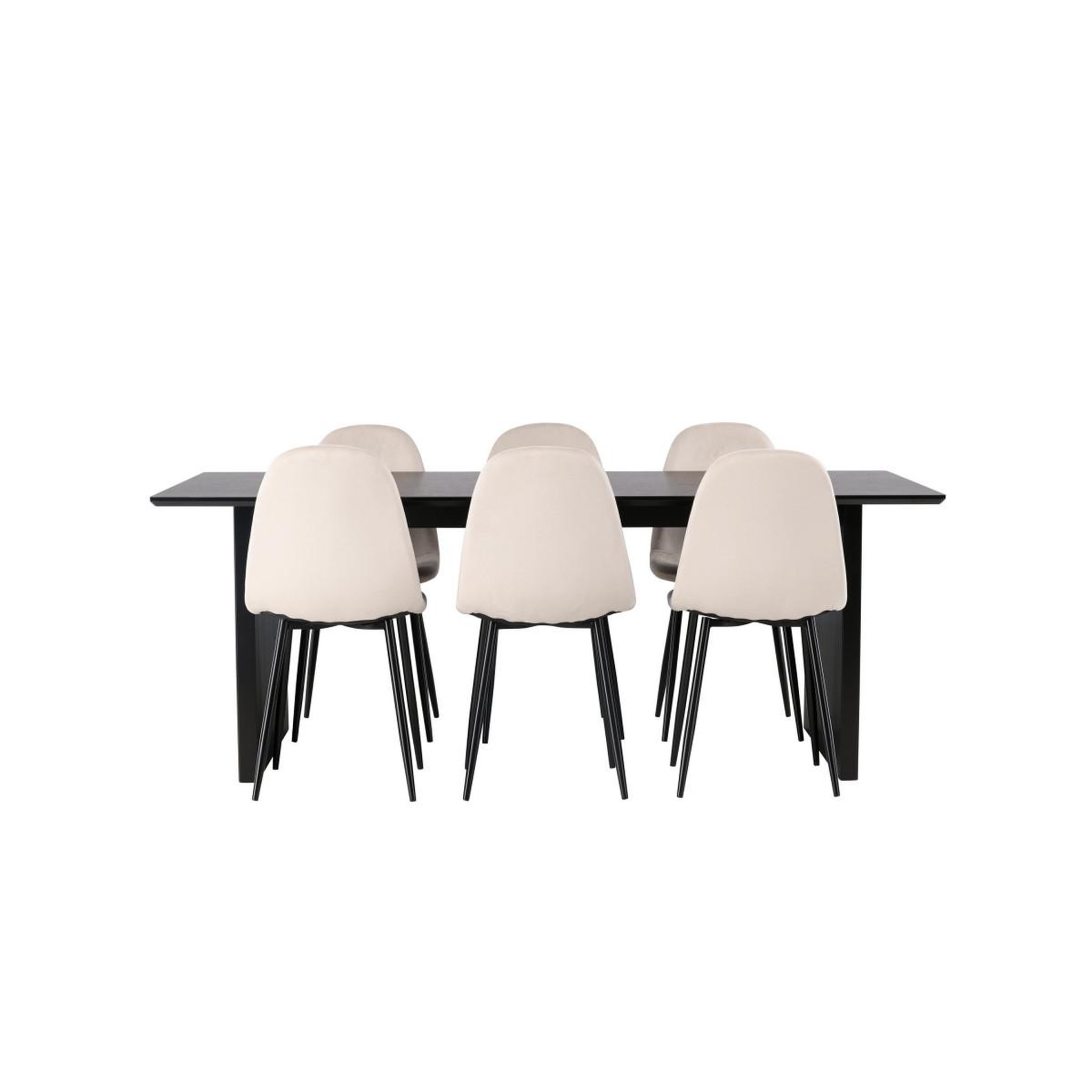Voir la diapositive 2 : Paris Prix Ensemble table à manger & 6 chaises  vail & polar  200cm noir & beige