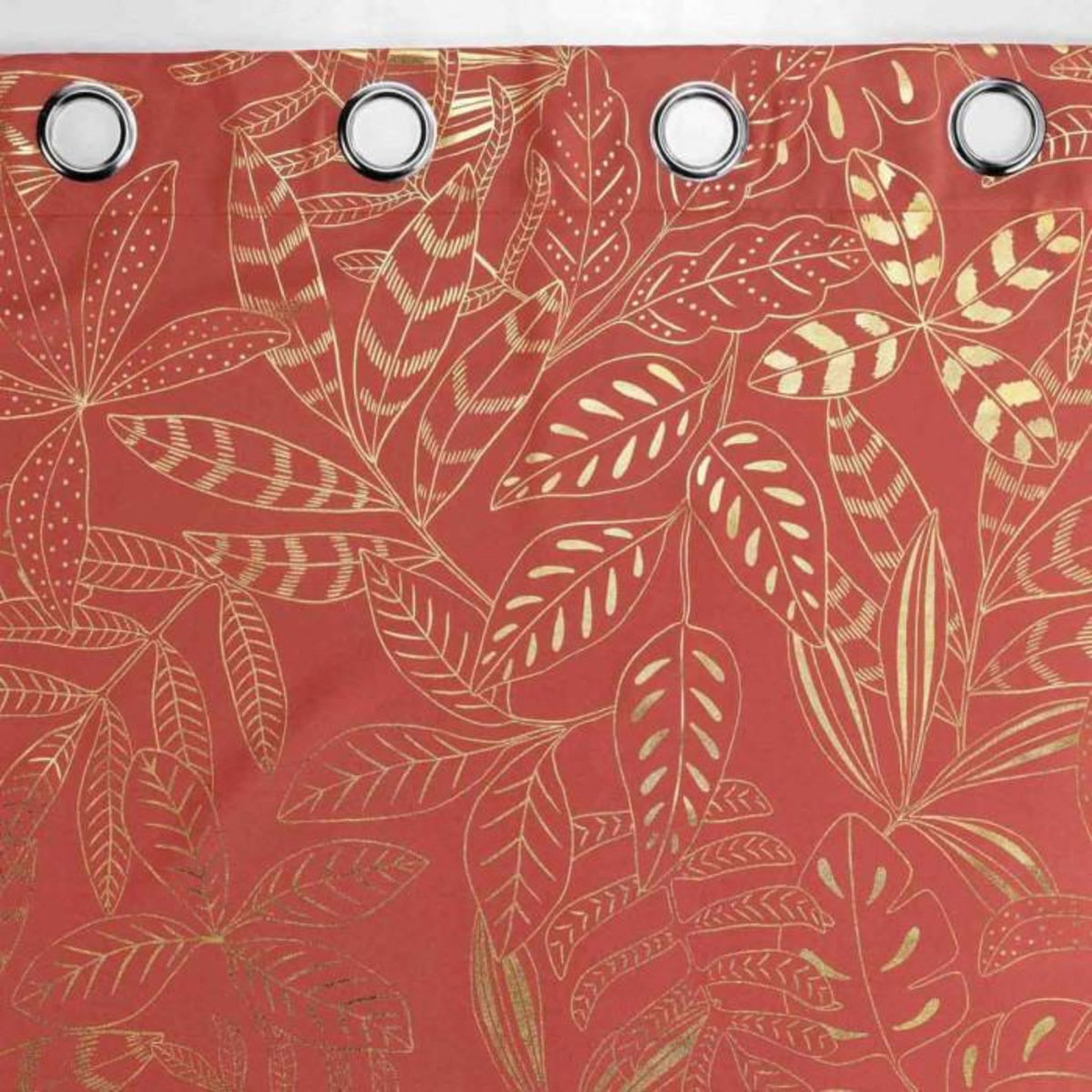 Paris Prix Rideau à Œillets Imprimé  Belflor  140x260cm Terracotta