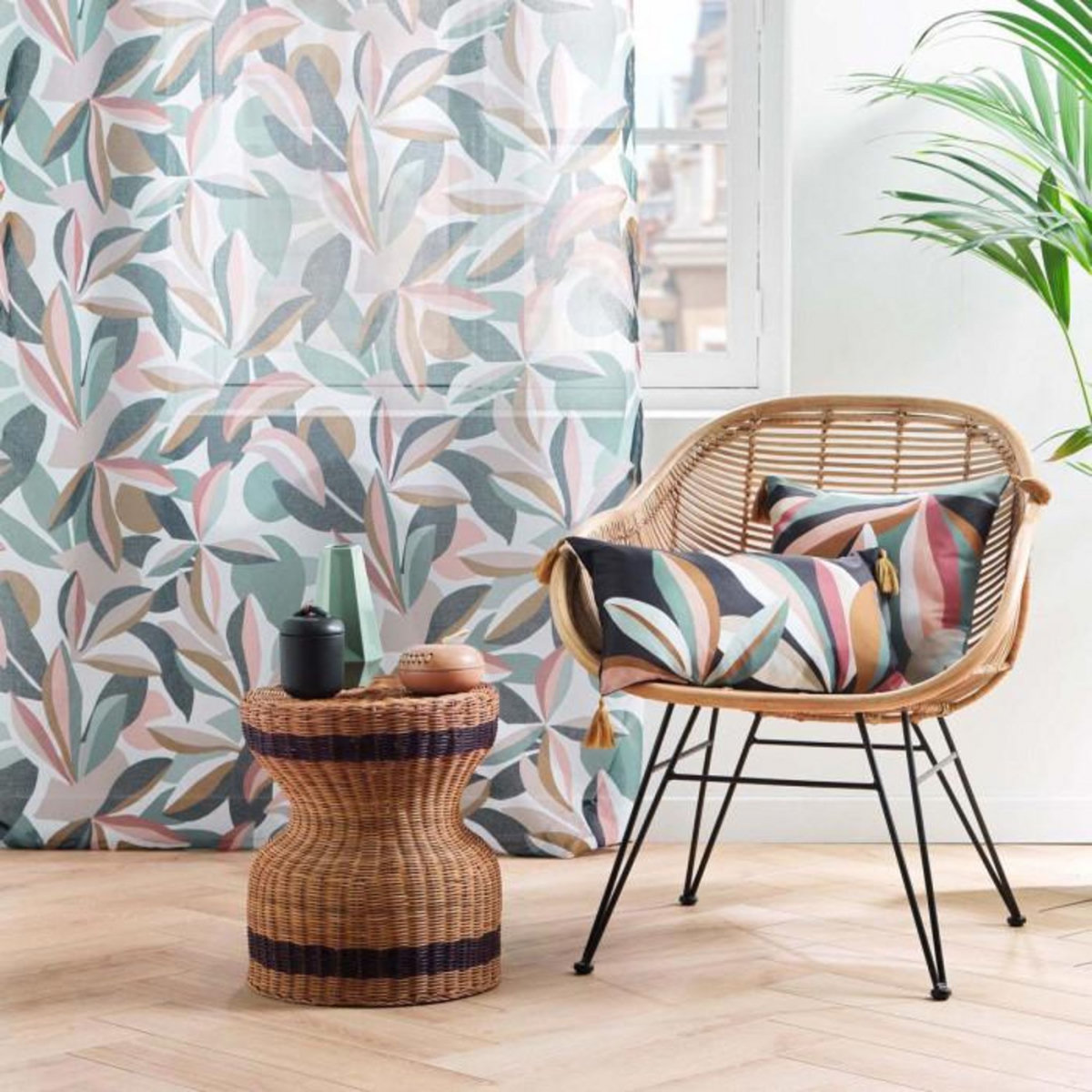 Paris Prix Rideau Voilage à Œillets  Lavinia  140x280cm Multicolore