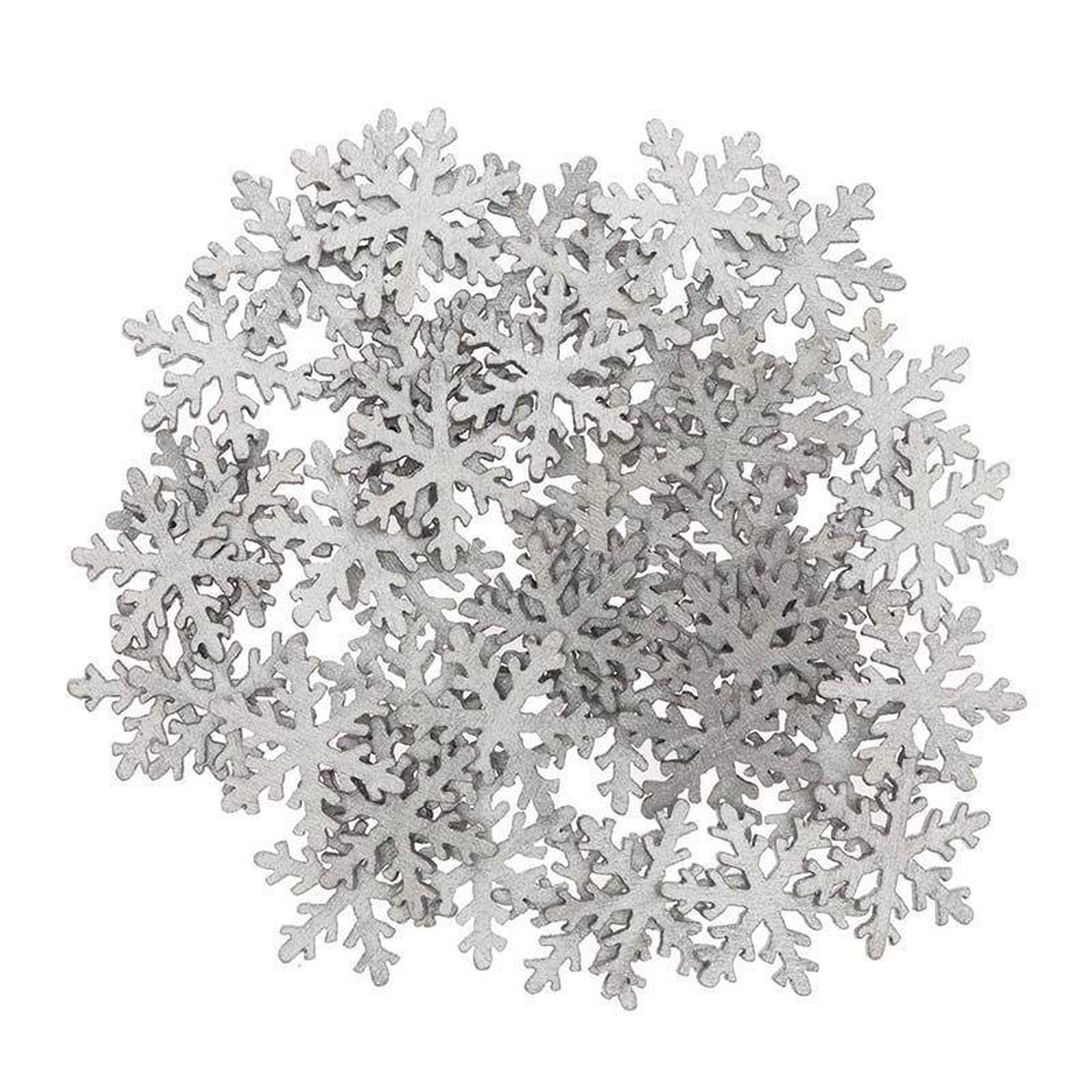 RICO DESIGN Confettis flocons de neige en bois argentés