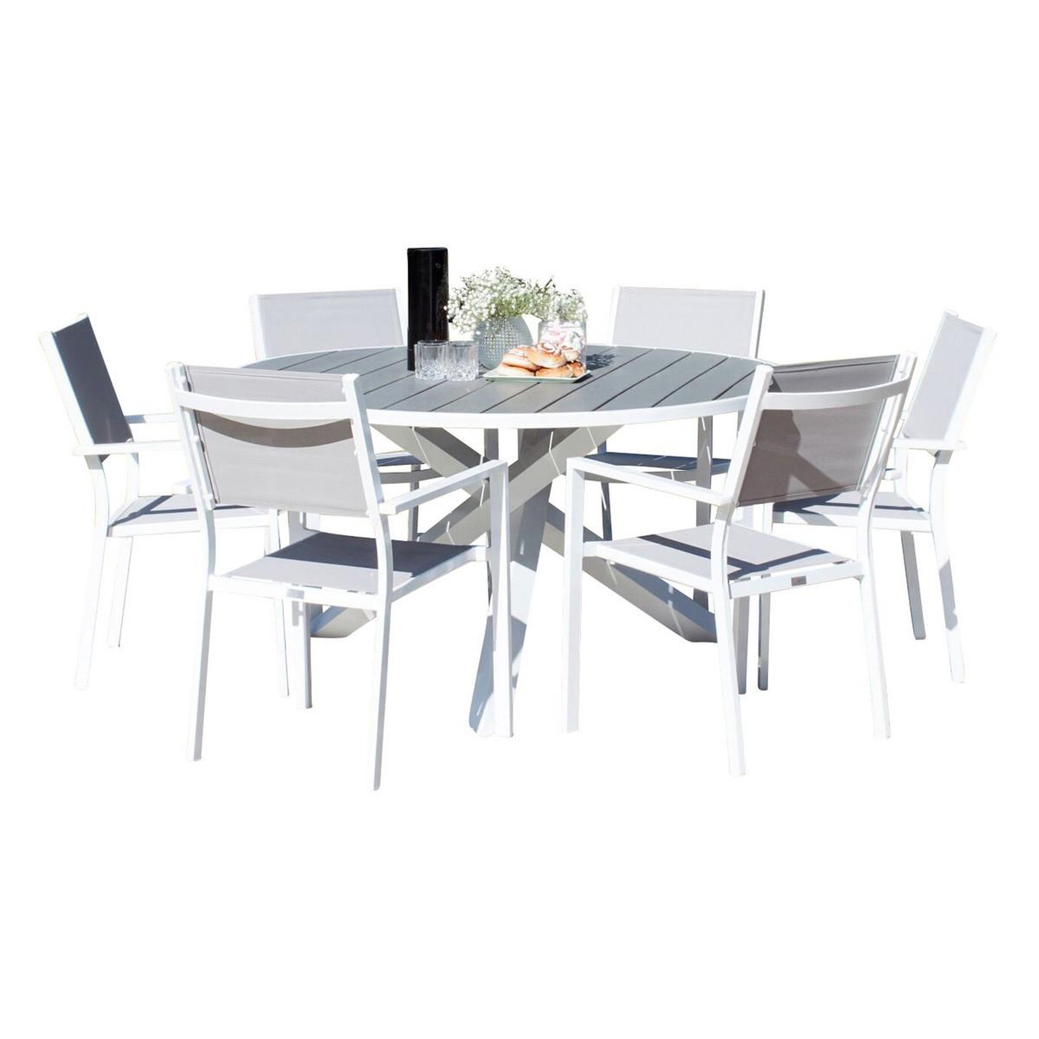 Paris Prix Ensemble table de jardin & 6 chaises  parma  140cm gris