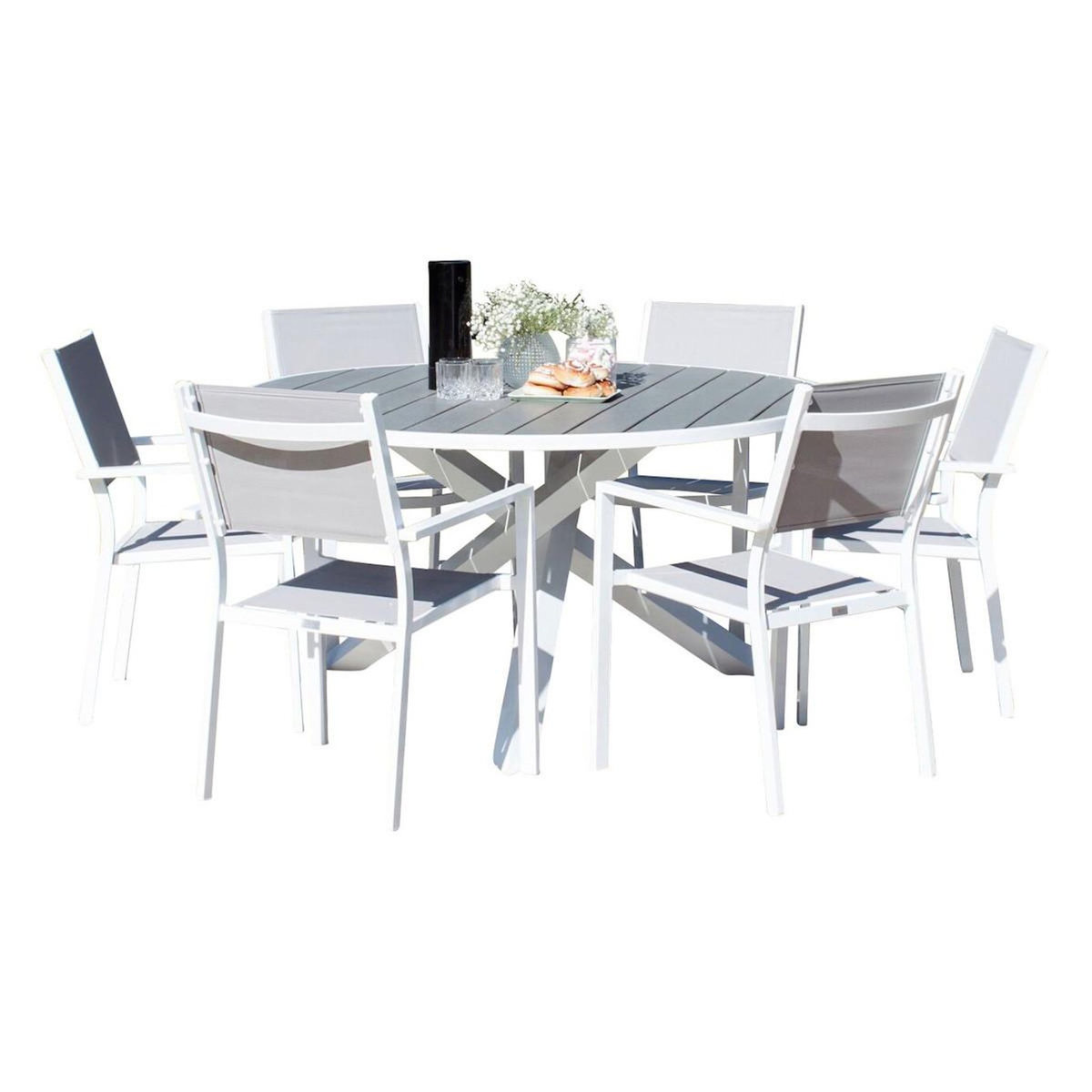 Paris Prix Ensemble Table de Jardin & 6 Chaises  Parma  140cm Gris