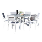 Paris Prix Ensemble Table de Jardin & 6 Chaises  Parma  140cm Gris