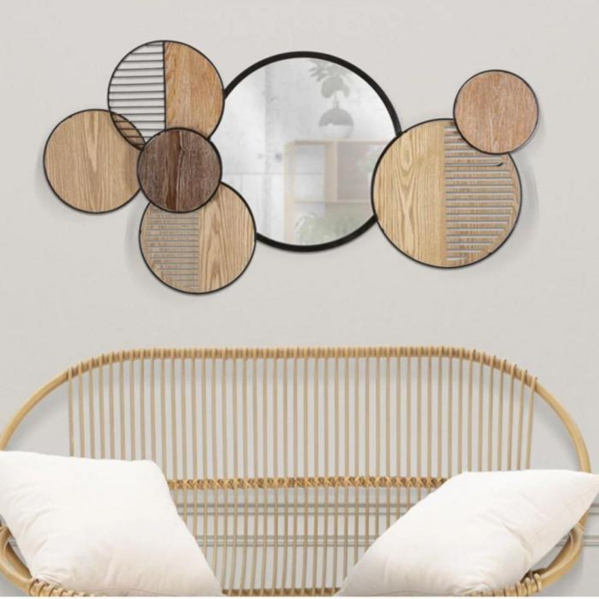 Paris Prix Miroir Mural Déco  Woody  123cm Naturel