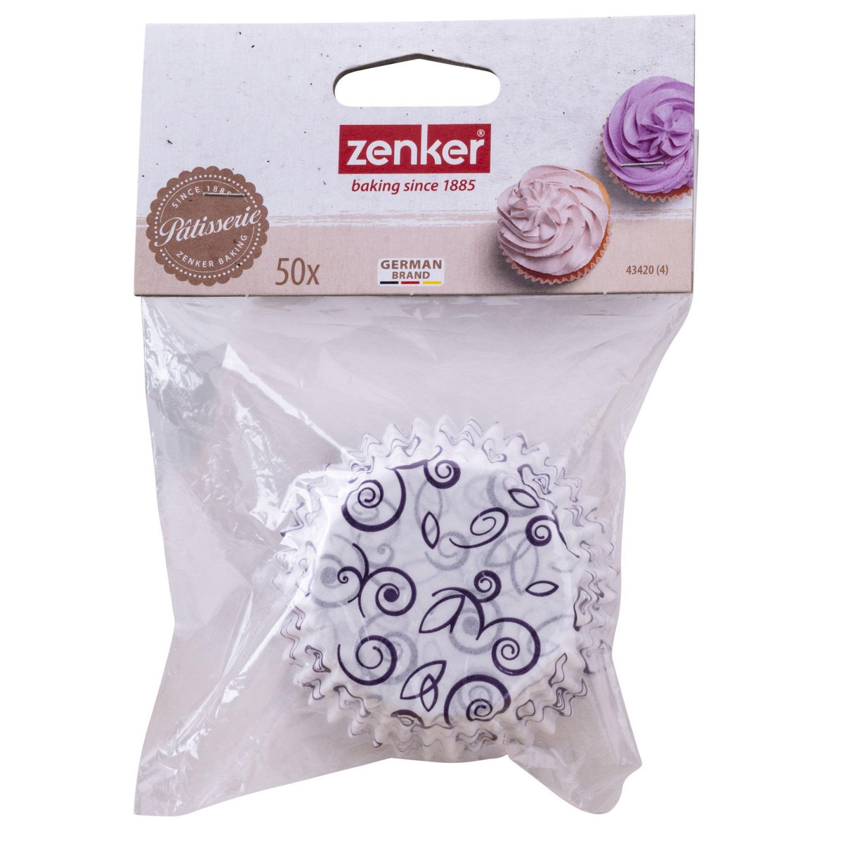 ZENKER Lot de 50 moules à muffins en papier motif fleur violette 7 cm Zenker Smart Pastry
