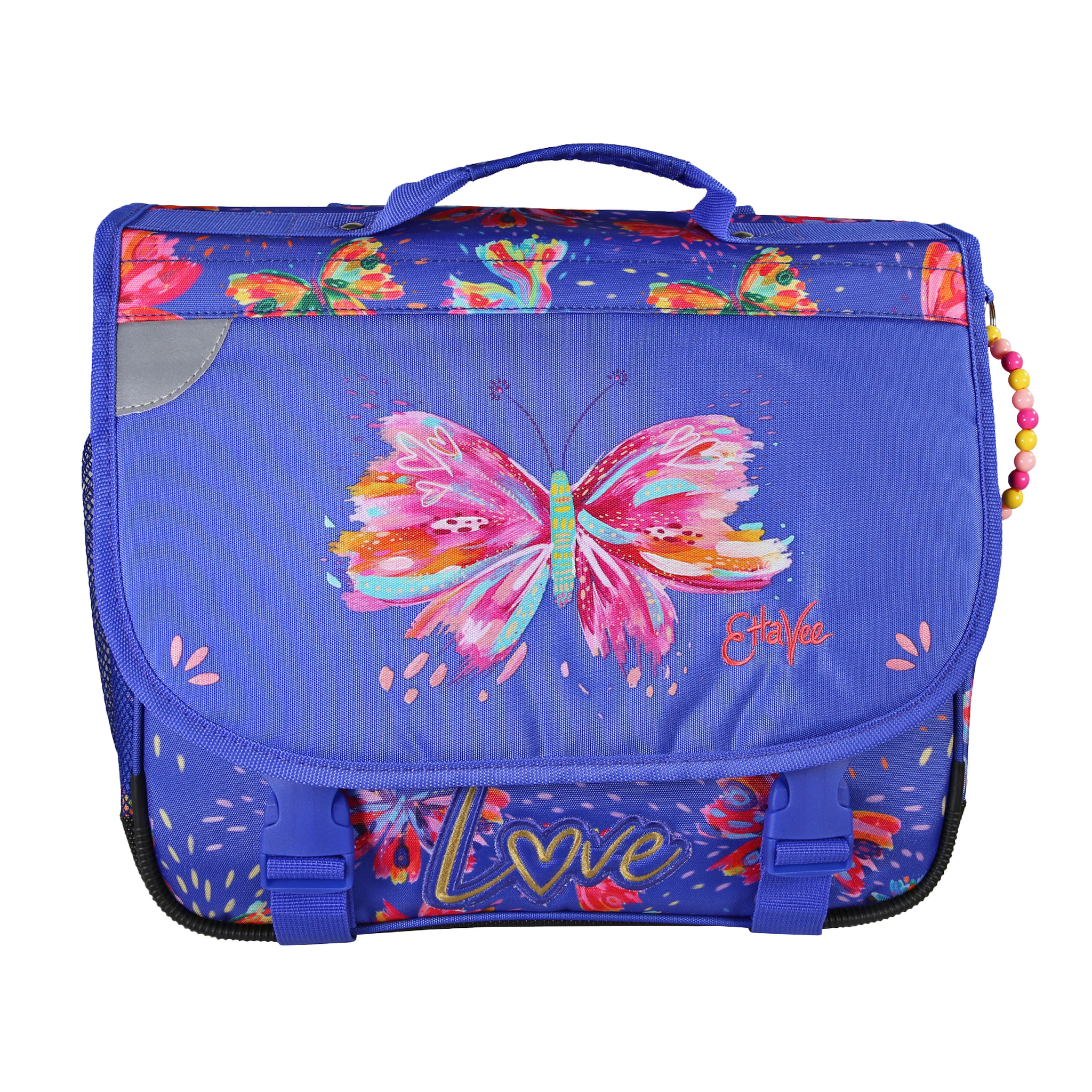Bagtrotter Ettavee- Cartable scolaire 38 cm Fly With Me - Fille - Bleu/Violet Papillon - 2 compartiments