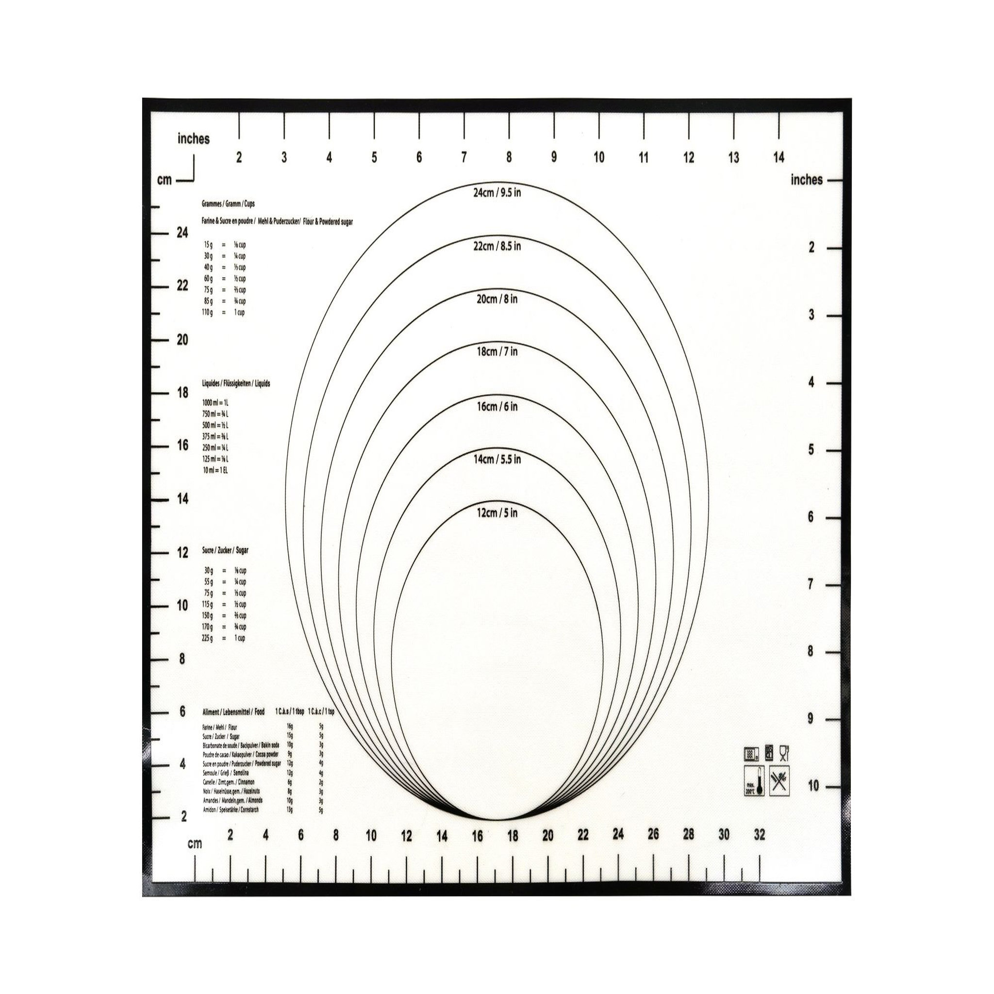 Feuille de cuisson silicone indicateur de mesure  40x30 cm
