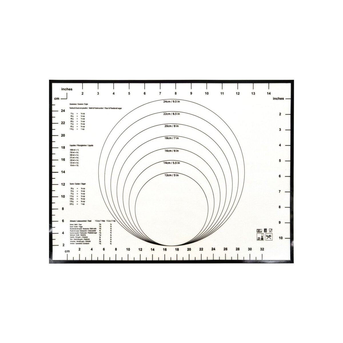 Feuille de cuisson silicone indicateur de mesure  40x30 cm