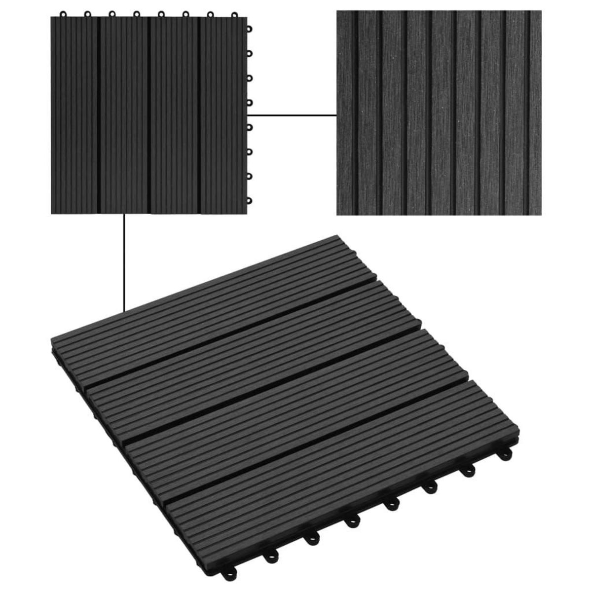 VIDAXL Carreau de terrasse 11 pcs WPC 30 x 30 cm 1 m^2 Noir