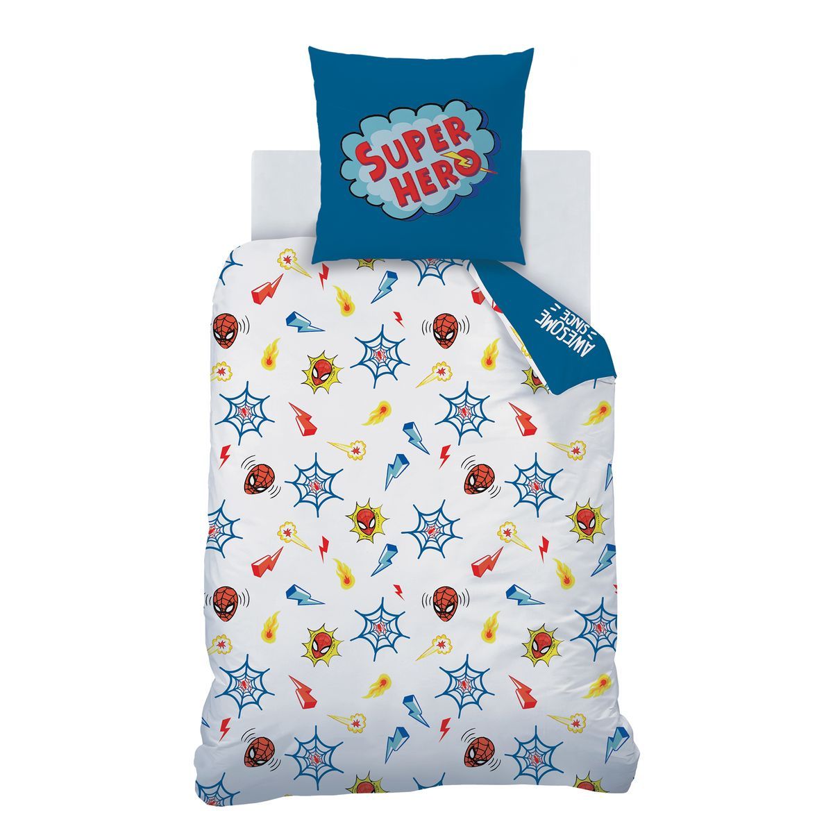 SPIDERMAN Parure housse de couette enfant en coton SPIDERMAN