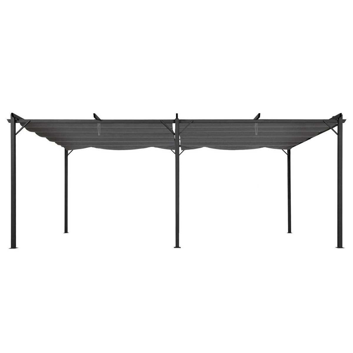 ID MARKET Pergola toit rétractable 6 pieds 3x6 M tonnelle gris anthracite