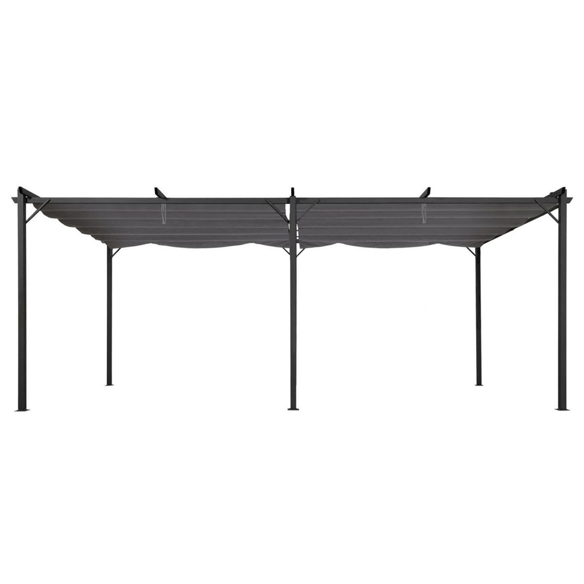 ID MARKET Pergola toit rétractable 6 pieds 3x6 M tonnelle gris anthracite