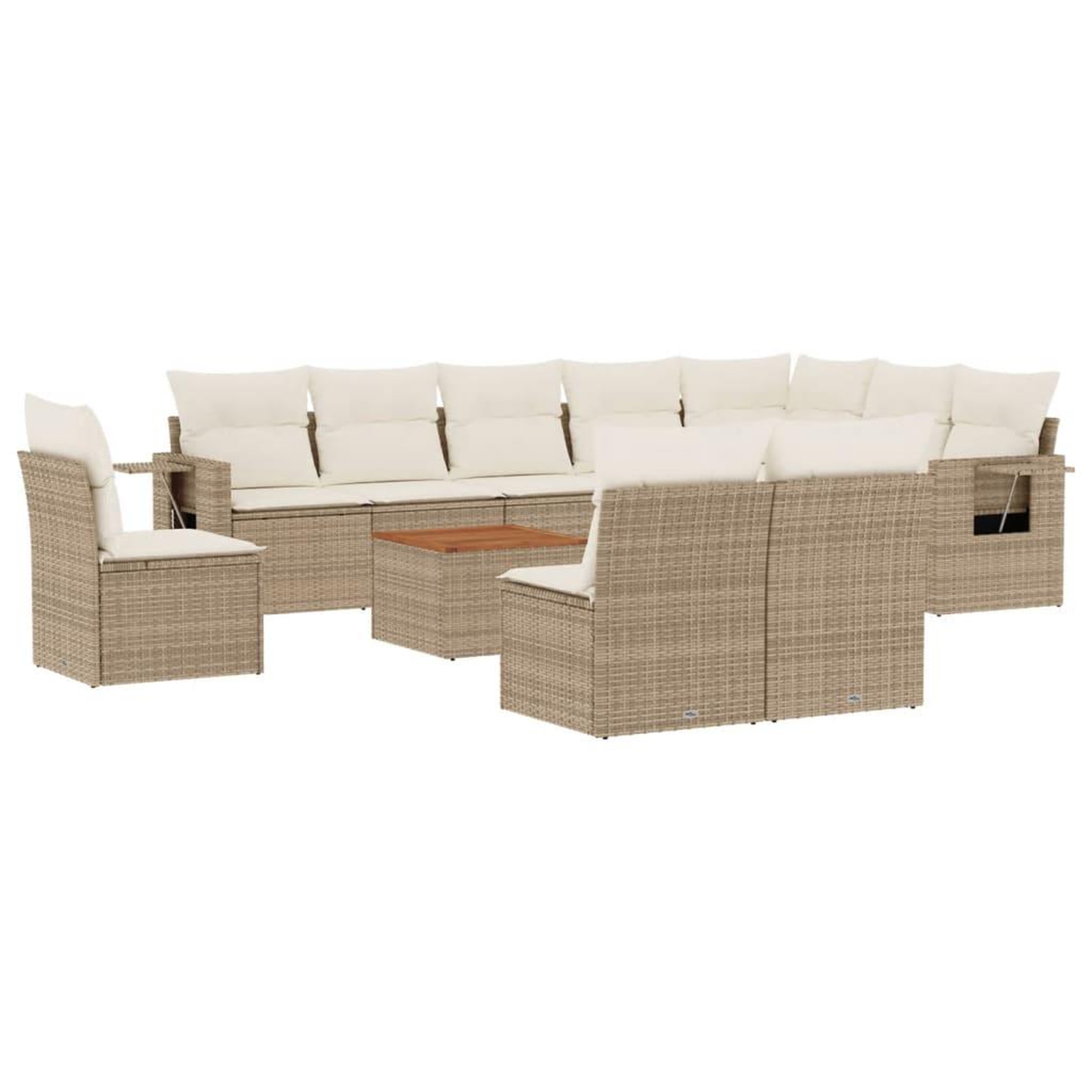 Voir la diapositive 2 : VIDAXL Salon de jardin 11 pcs avec coussins beige resine tressee