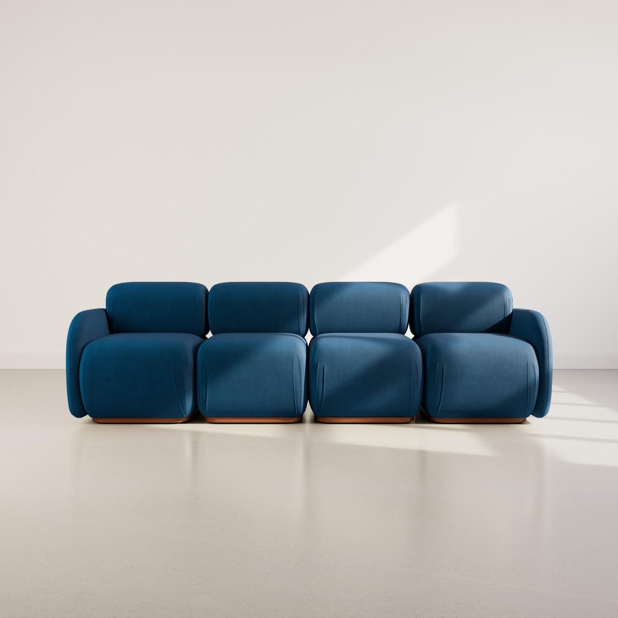 Voir la diapositive 2 : LISA DESIGN Penelope - canapé droit modulable 4 places en velours texturé