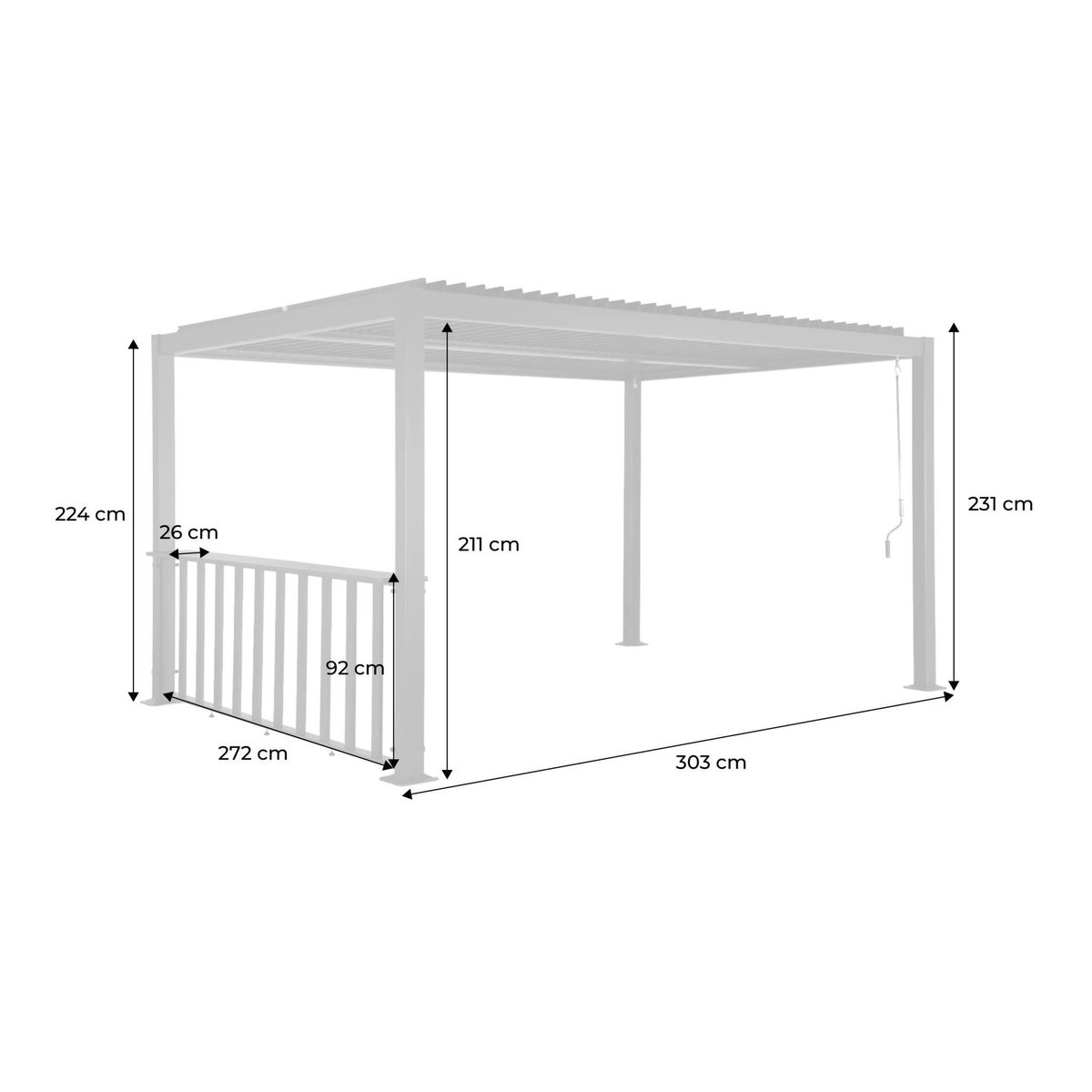 SWEEEK Pergola bioclimatique aluminium et acier 3x3m + bar 3m anthracite Palace
