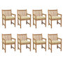Voir la diapositive 1 : VIDAXL Chaises de jardin lot de 8 et coussins blanc creme Teck solide