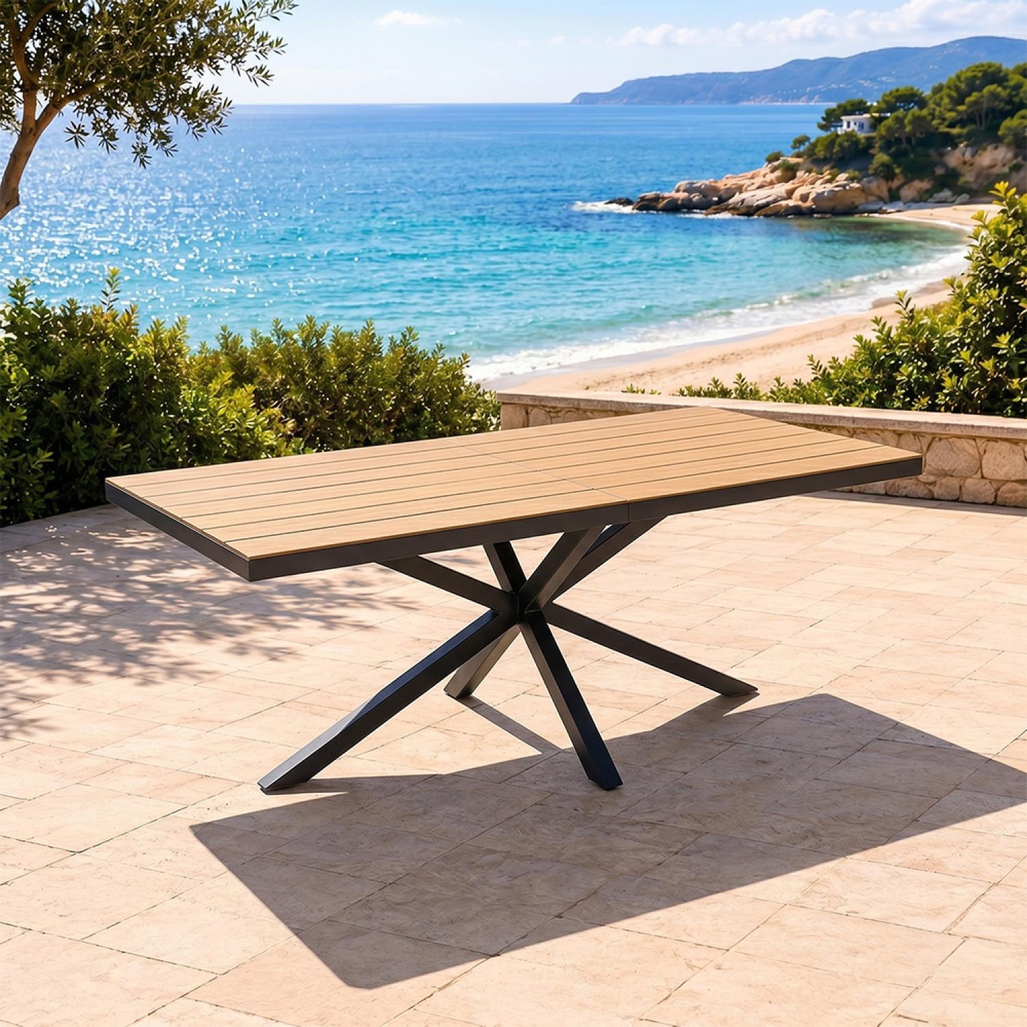 Voir la diapositive 4 : CONCEPT USINE Table de jardin 8 places effet bois 190cm almada