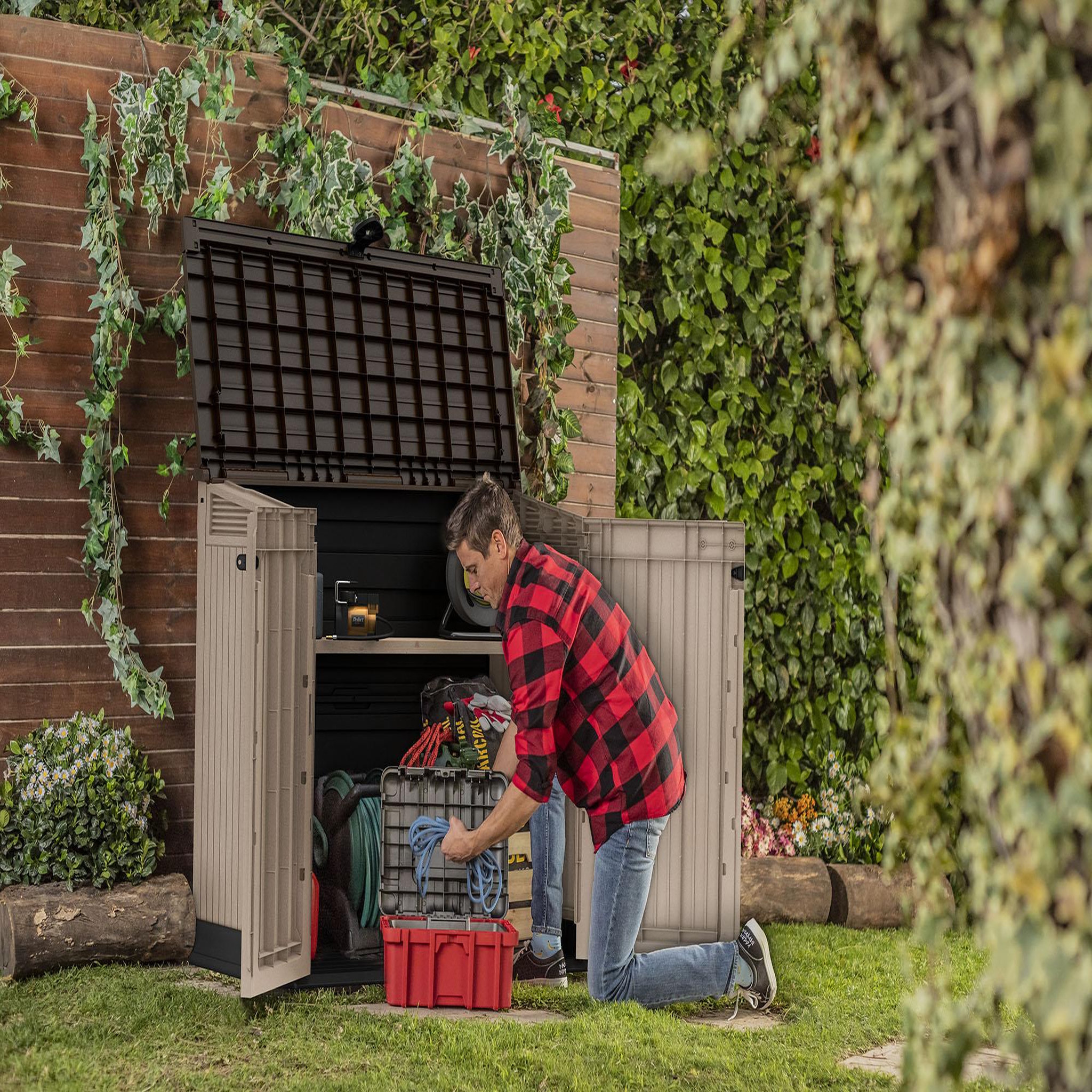 Voir la diapositive 4 : KETER Coffre de jardin multifonction en résine Calama