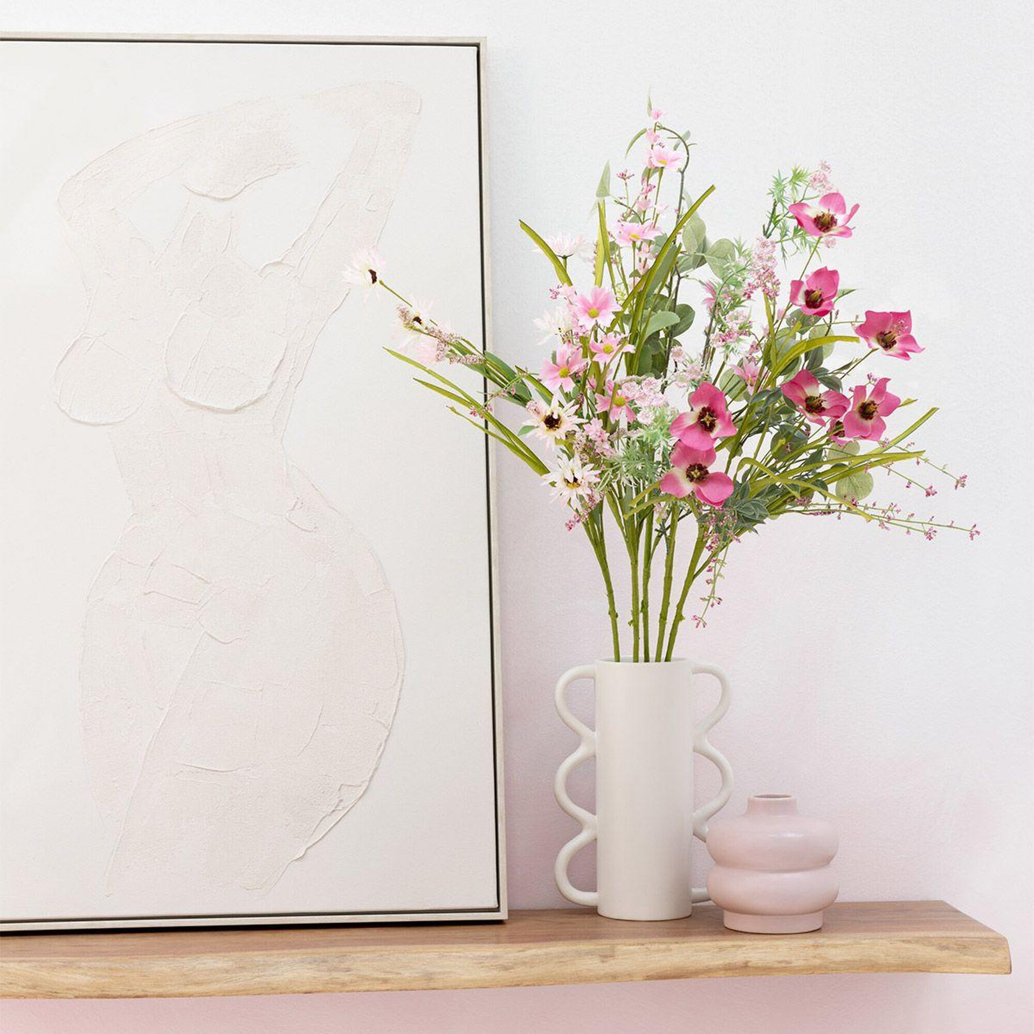Voir la diapositive 5 : J-LINE Bouquet de fleurs artificielles  mixtes  85cm rose