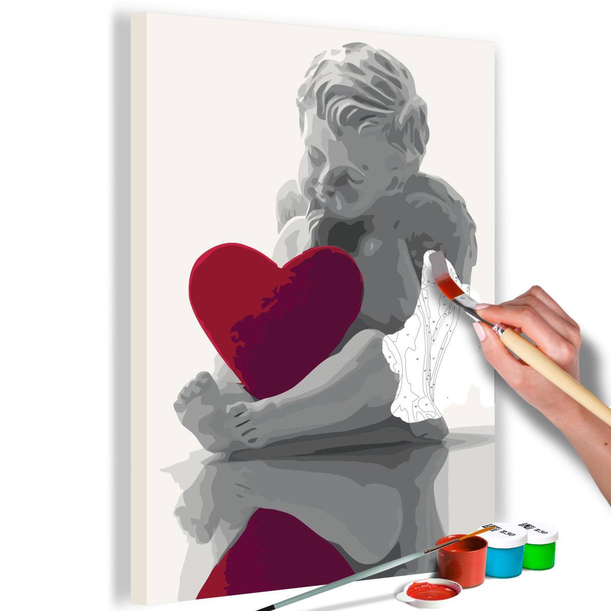 Voir la diapositive 1 : Paris Prix Tableau à peindre soi-même  ange coeur rouge  40x60cm