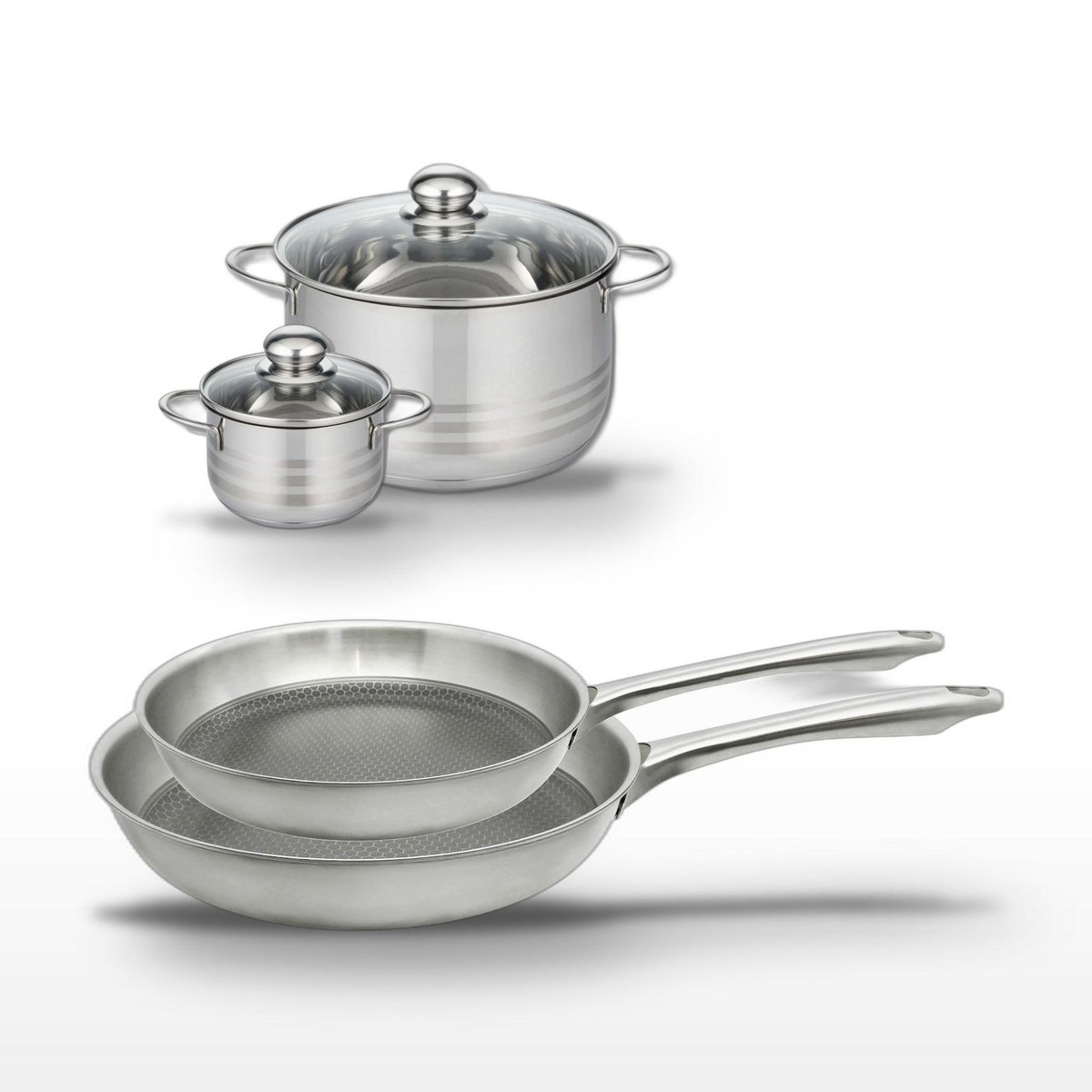 ELO Lot de 2 poêles 24/28 cm et 2 faitouts 12/20 cm Elo Relief Passion