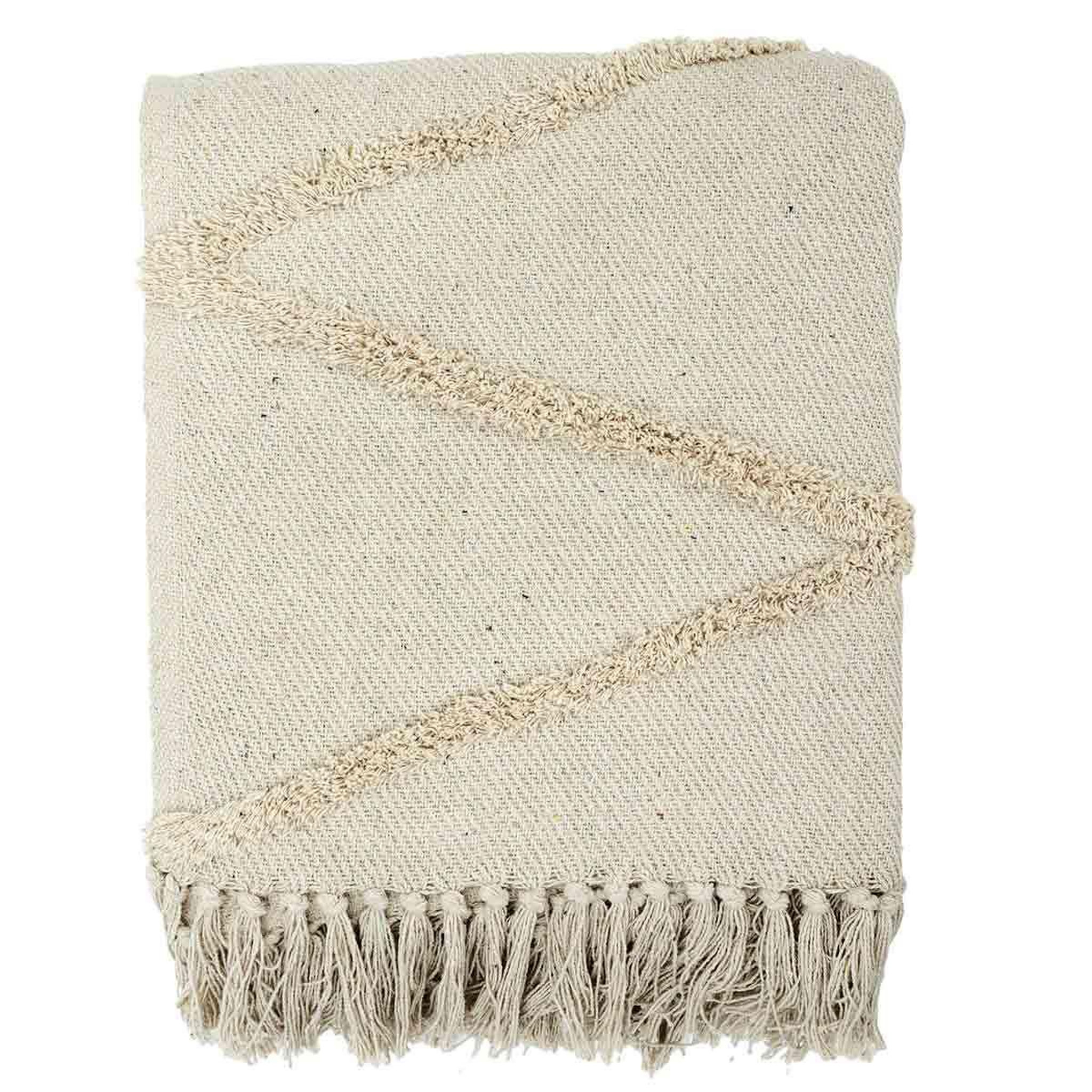 Voir la diapositive 2 : The Home Deco Factory Plaid ethnique  relief losange  120x150cm écru