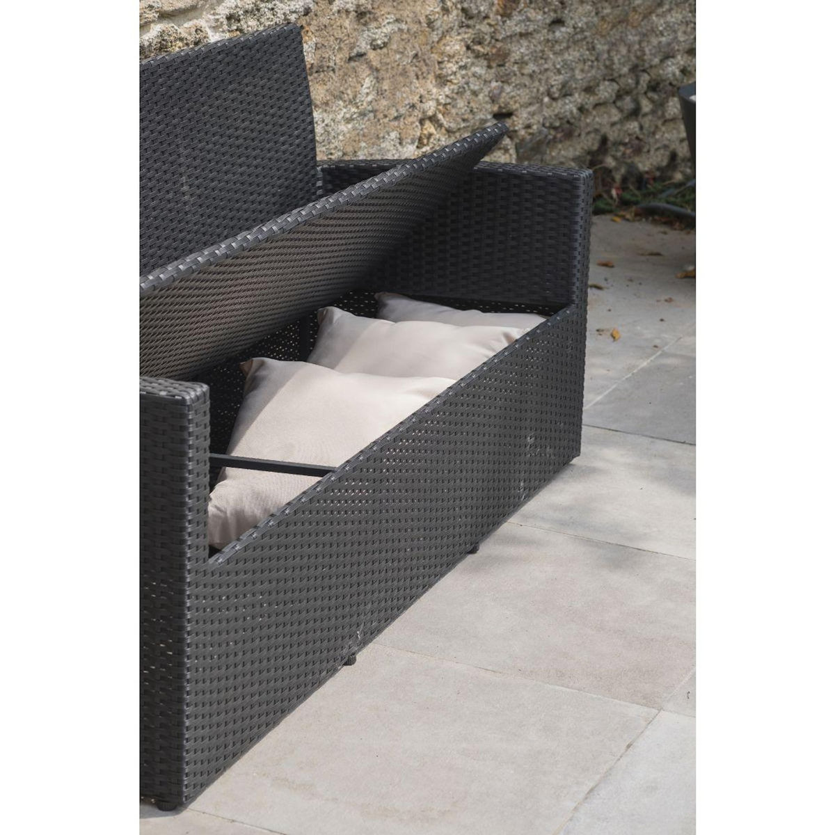 DCB GARDEN Salon bas de jardin - 5 places - Résine tressée - Noir - CONFORT FIDJI
