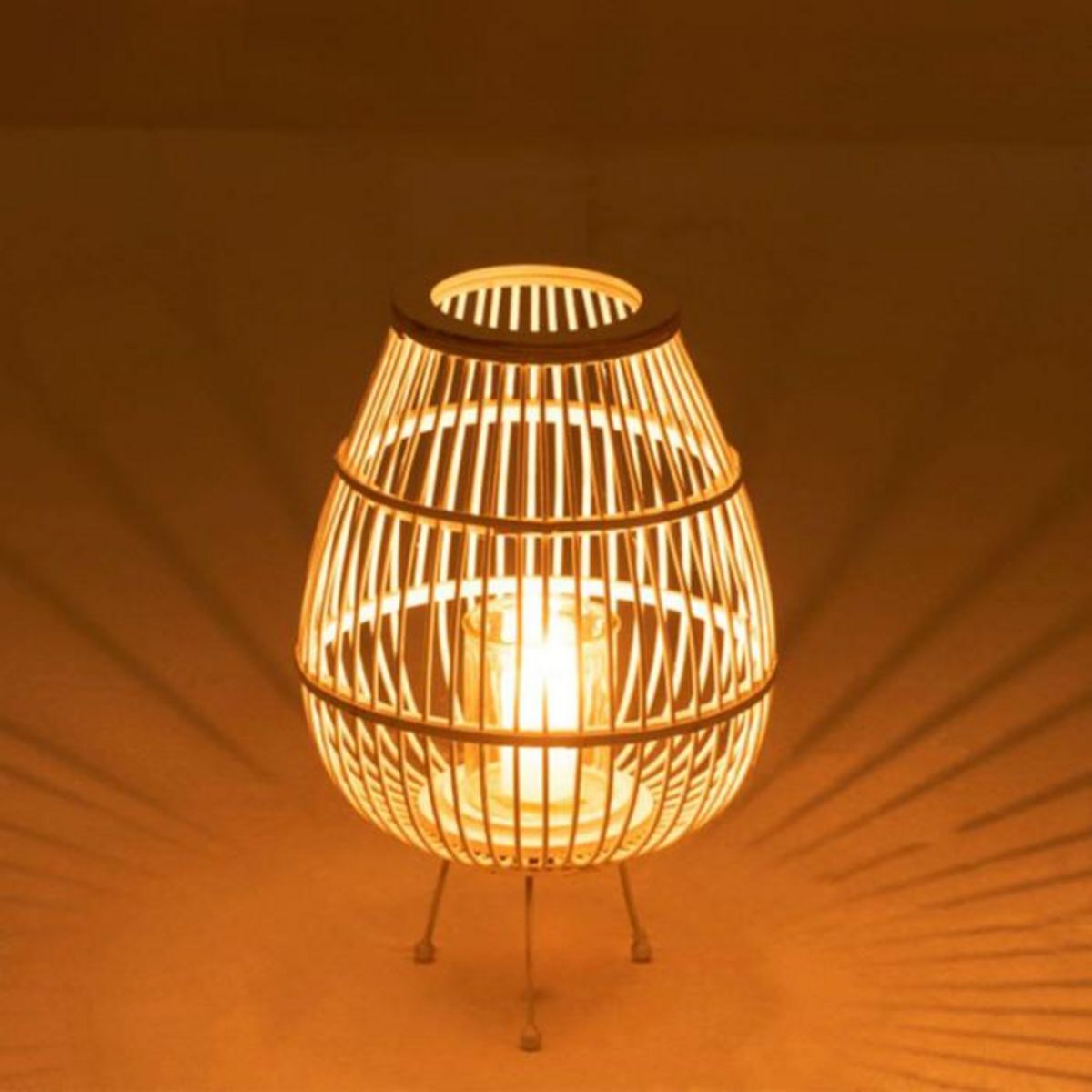 Paris Prix Lanterne sur Pied en Bambou  Daya  47cm Blanc