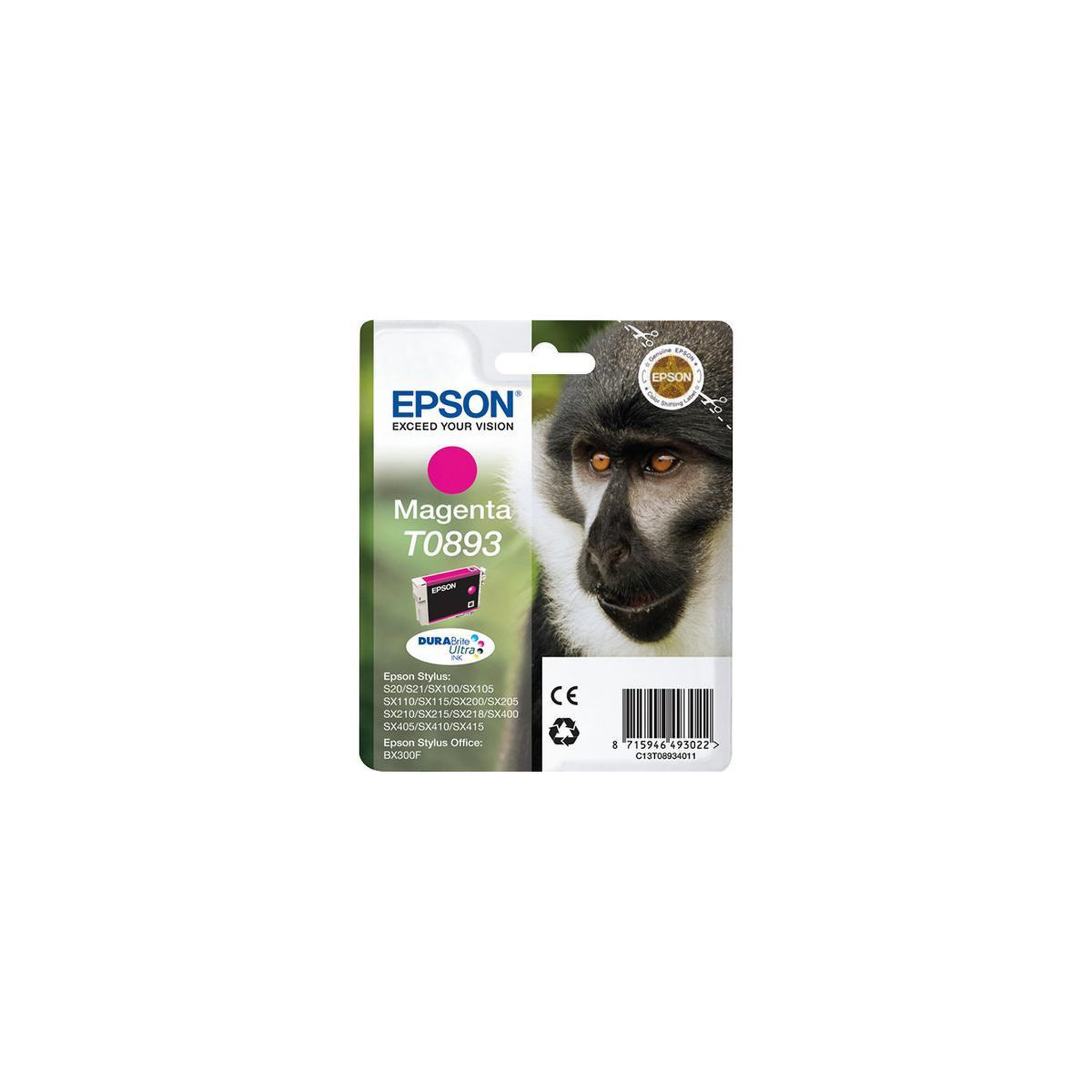 Voir la diapositive 2 : Epson Cartouche d'encre Epson T0893 Magenta