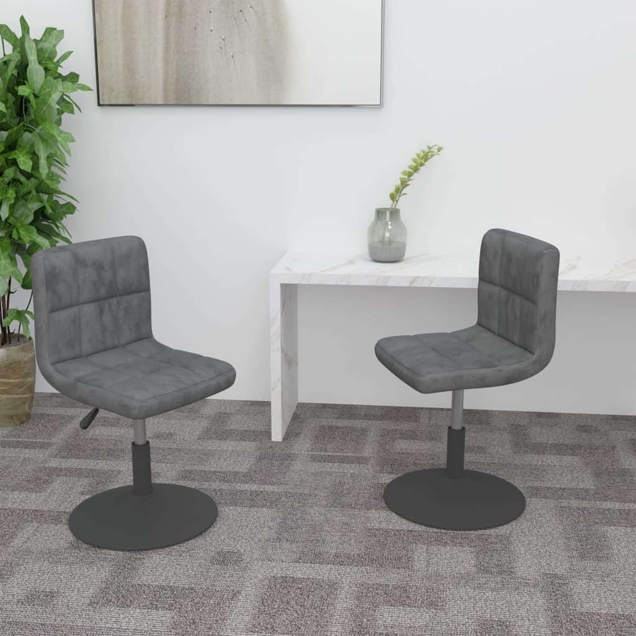 VIDAXL Chaises pivotantes a manger lot de 2 gris fonce velours