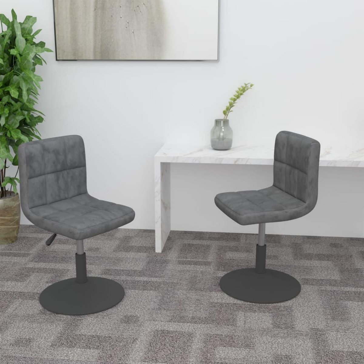 VIDAXL Chaises pivotantes a manger lot de 2 gris fonce velours