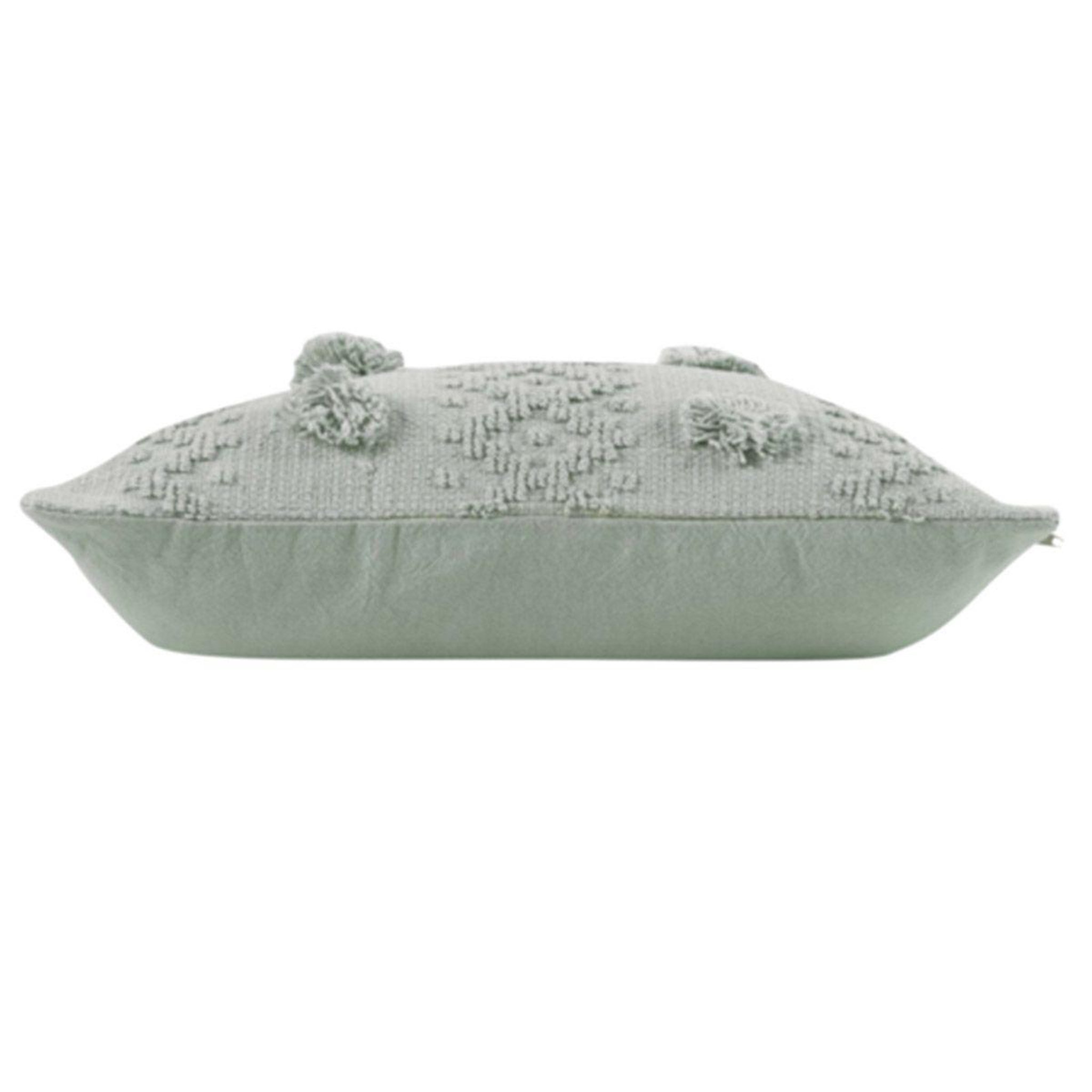 Voir la diapositive 2 : Douceur d'Intérieur Coussin déco à pompons  alenia  40x40cm menthe