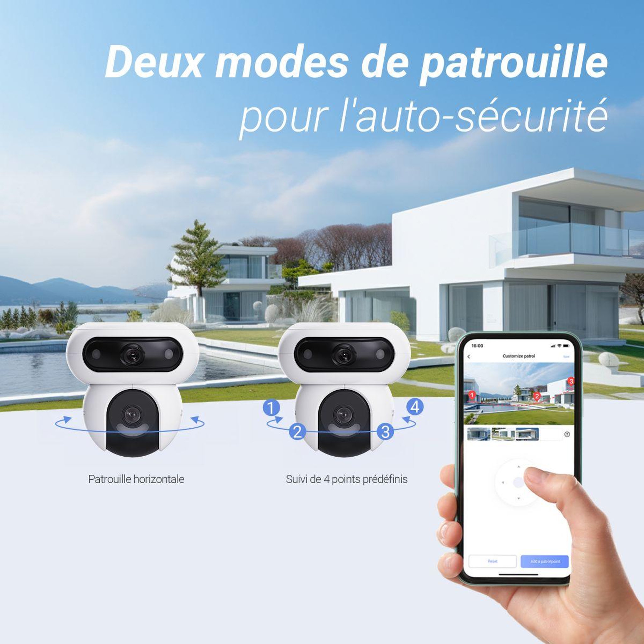 Voir la diapositive 5 : EZVIZ Caméra de surveillance H90 - Double optique 2K+ motorisée