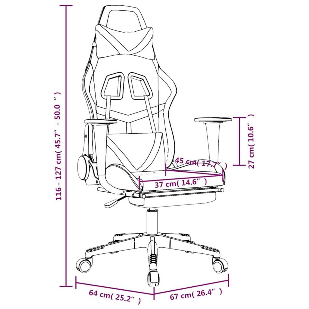 VIDAXL Chaise de jeu de massage avec repose-pied Blanc&Noir Similicuir