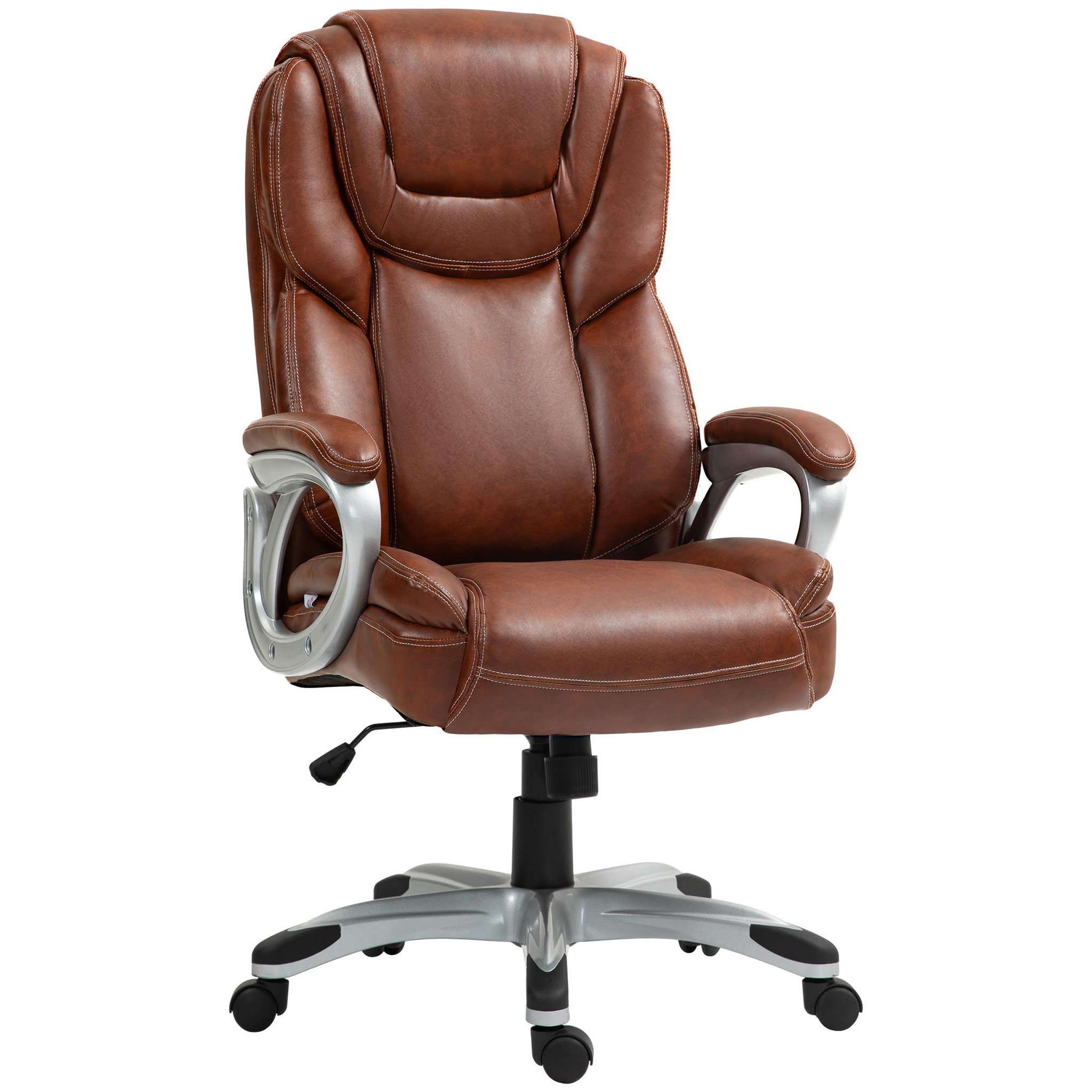 Voir la diapositive 1 : HOMCOM Chaise de bureau direction réglable grand confort - fonction bascule verrouillable - synthétique marron effet vieilli