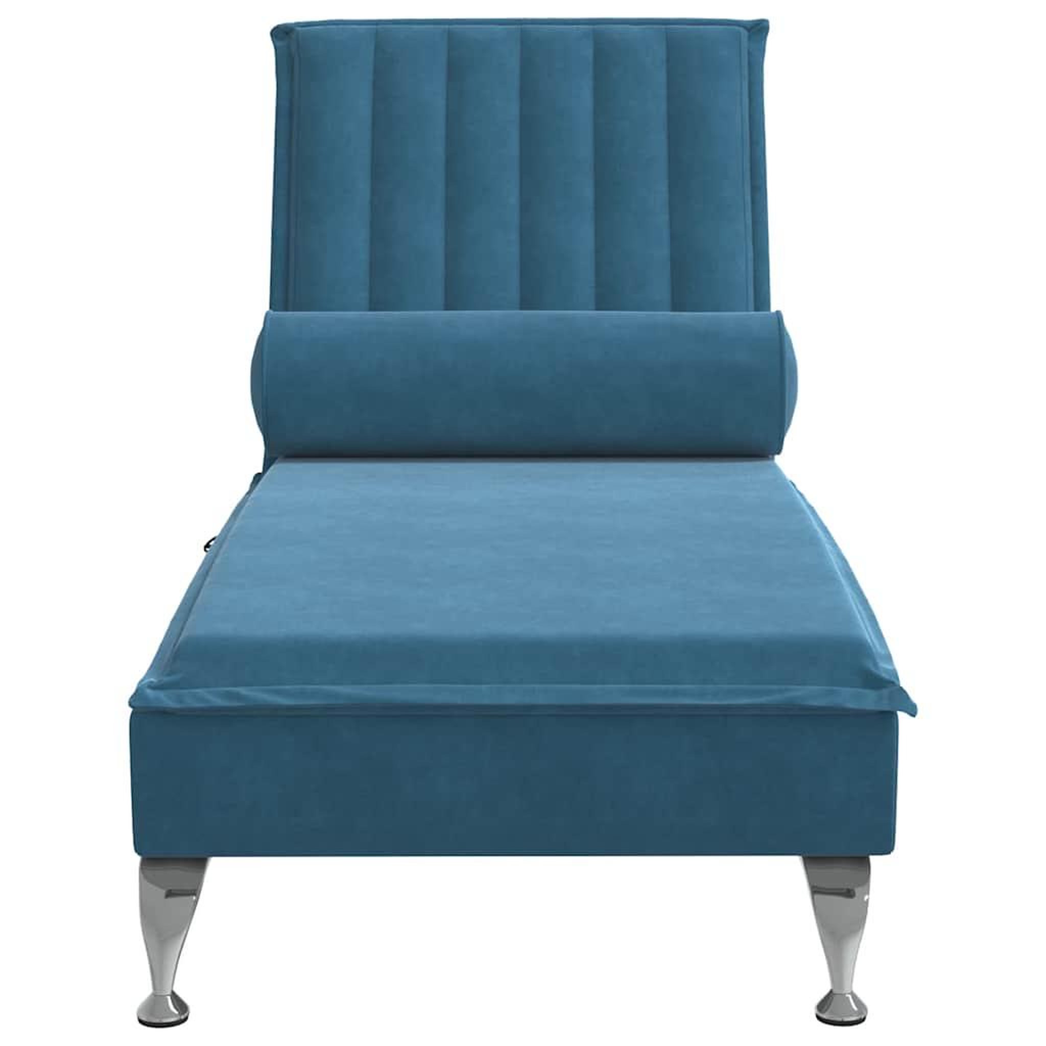 Voir la diapositive 4 : VIDAXL Chaise longue de massage avec traversin bleu velours