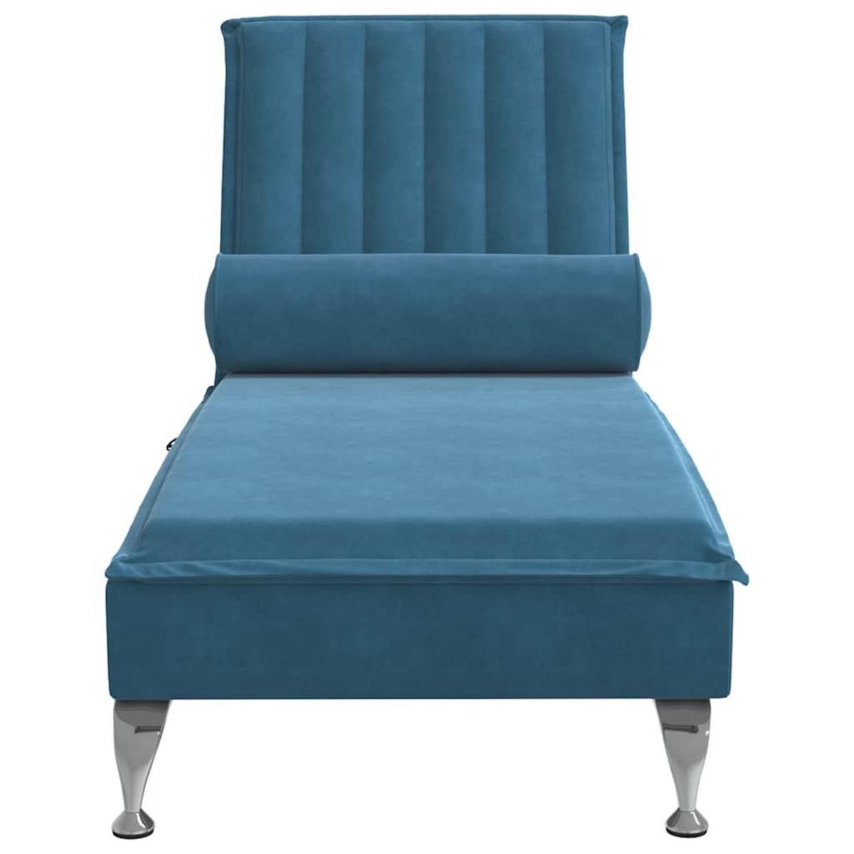 VIDAXL Chaise longue de massage avec traversin bleu velours