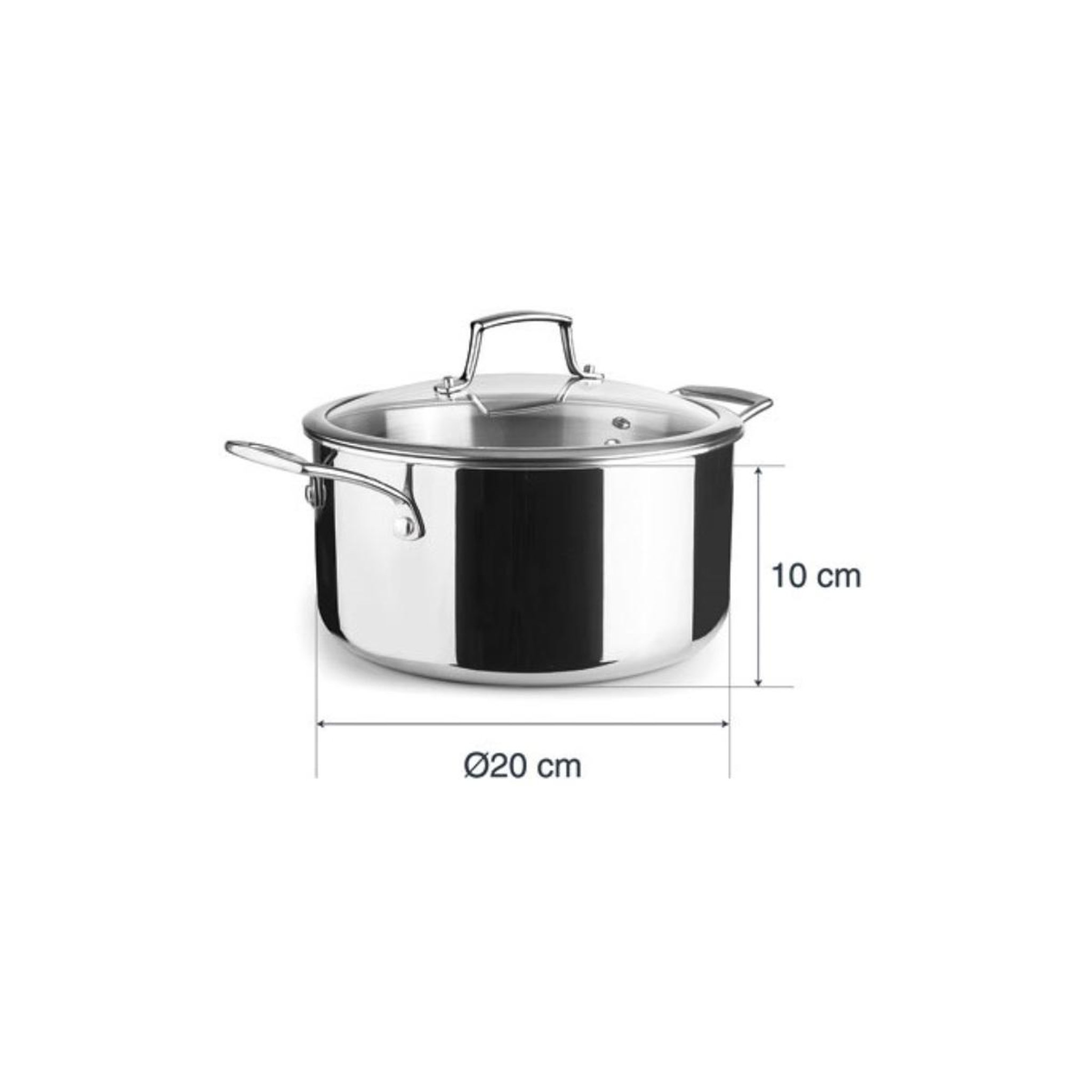 Voir la diapositive 2 : Lacor Faitout inox 20cm + couvercle verre - 60870