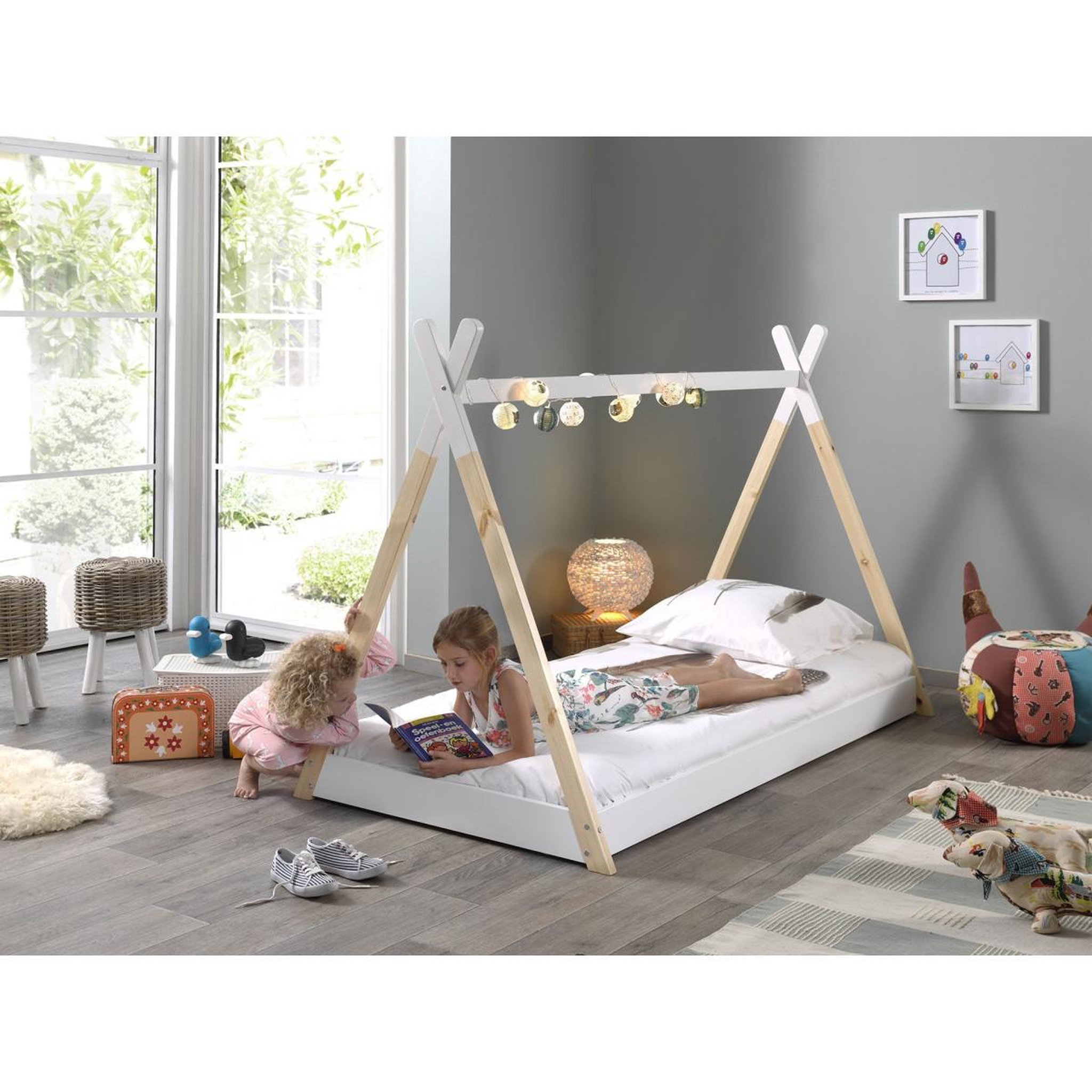 Voir la diapositive 3 : Paris Prix Lit Enfant & Matelas  Tipi  90x200cm Blanc